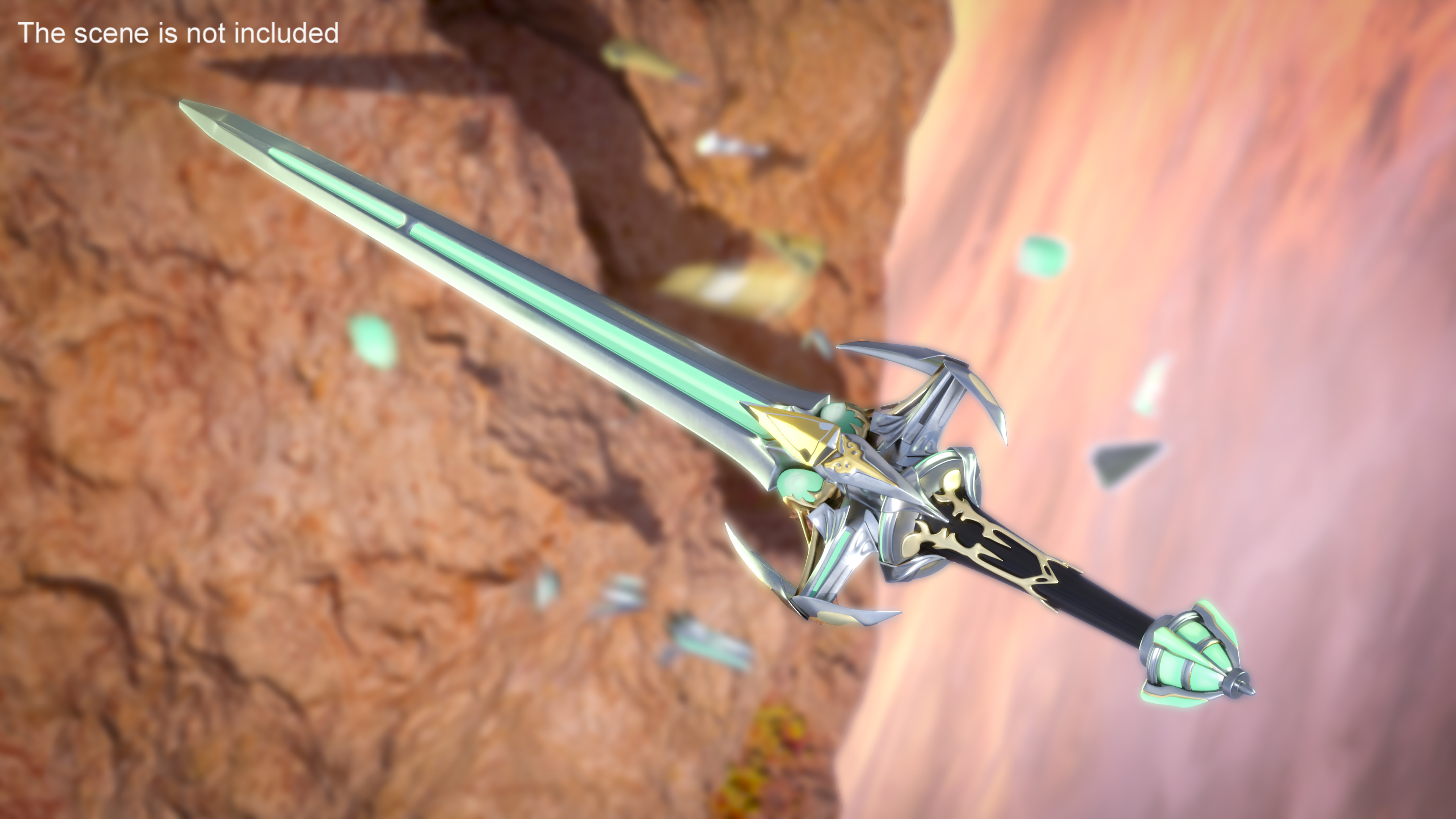 Futuristic Green Sword with Spikes 3D model