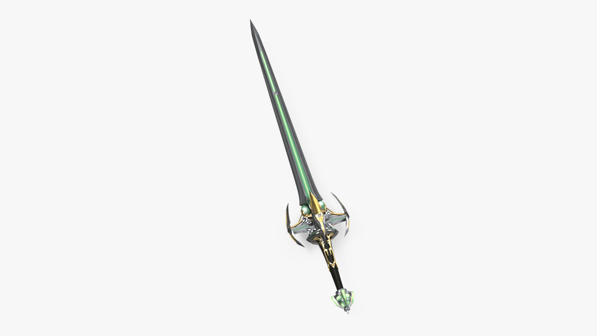 Futuristic Green Sword with Spikes 3D model