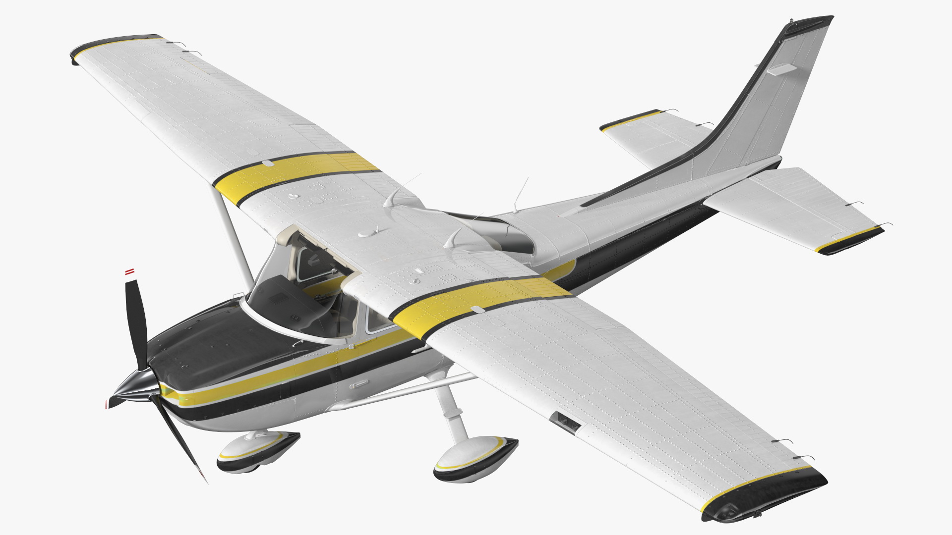 Four Seat Light Utility Aircraft Rigged 3D model