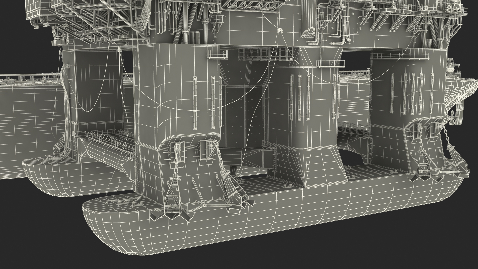 Oil Carrier Ship with Offshore Rig 3D model
