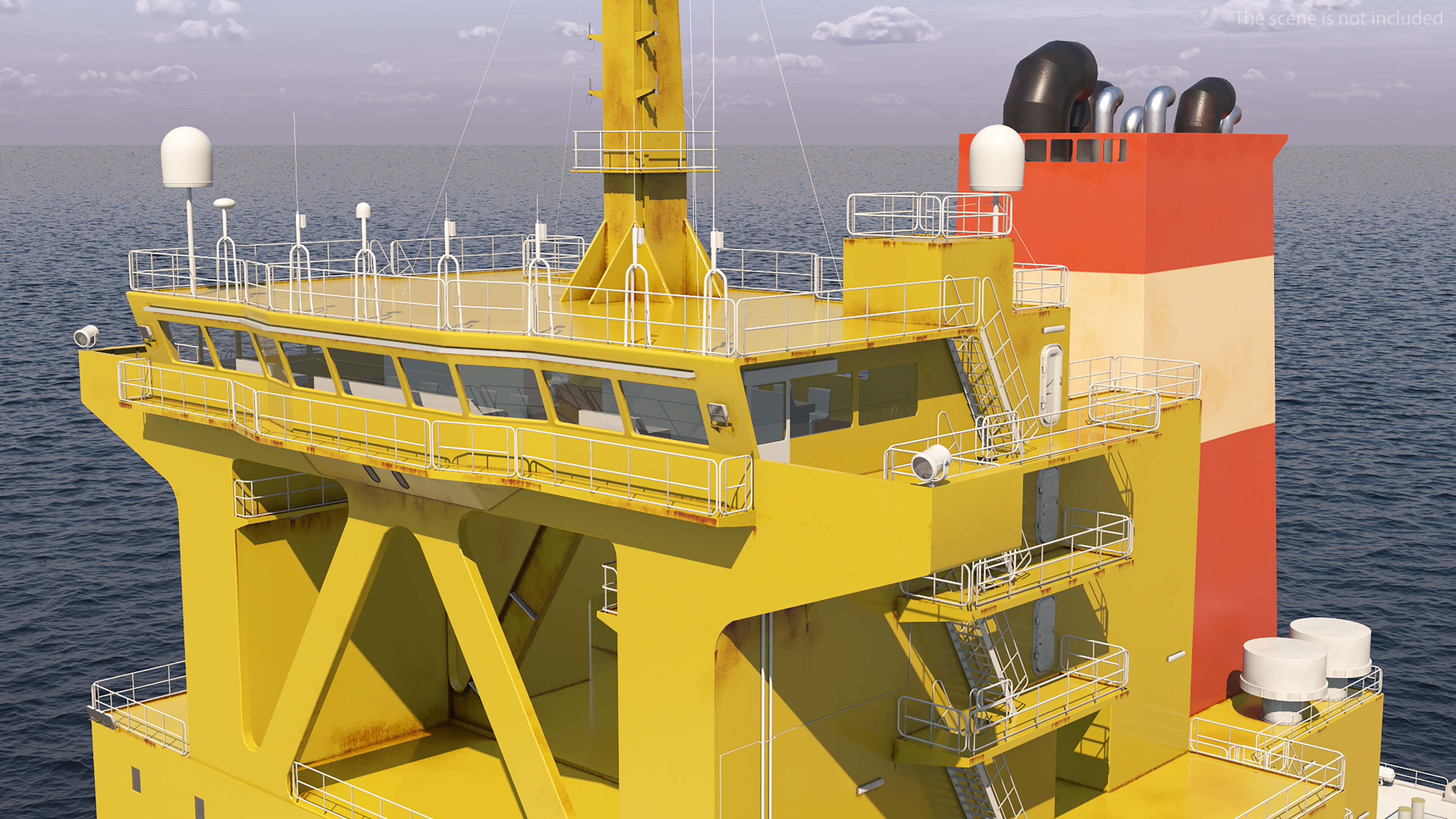 Oil Carrier Ship with Offshore Rig 3D model