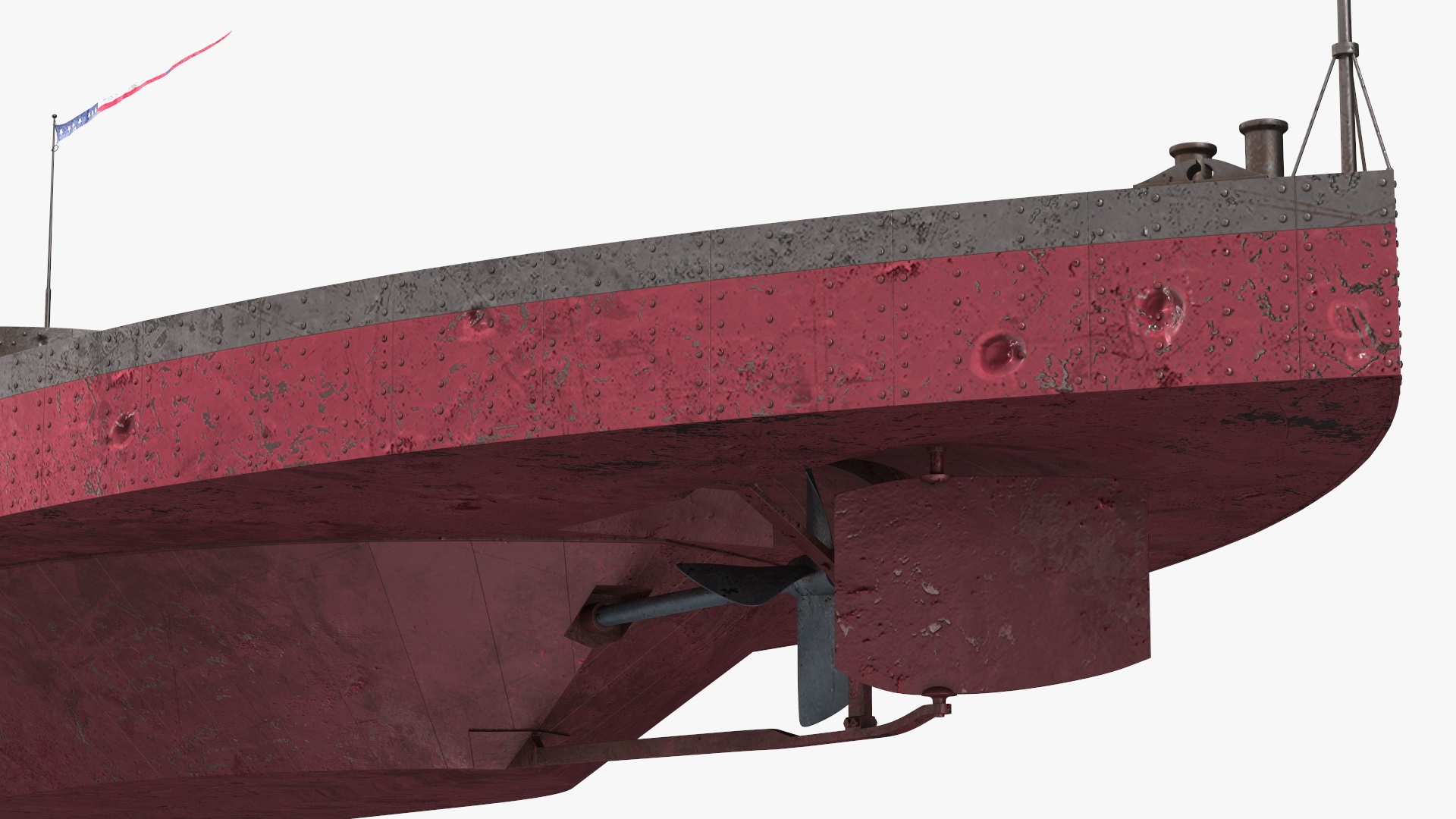 USS Monitor Old Rigged 3D
