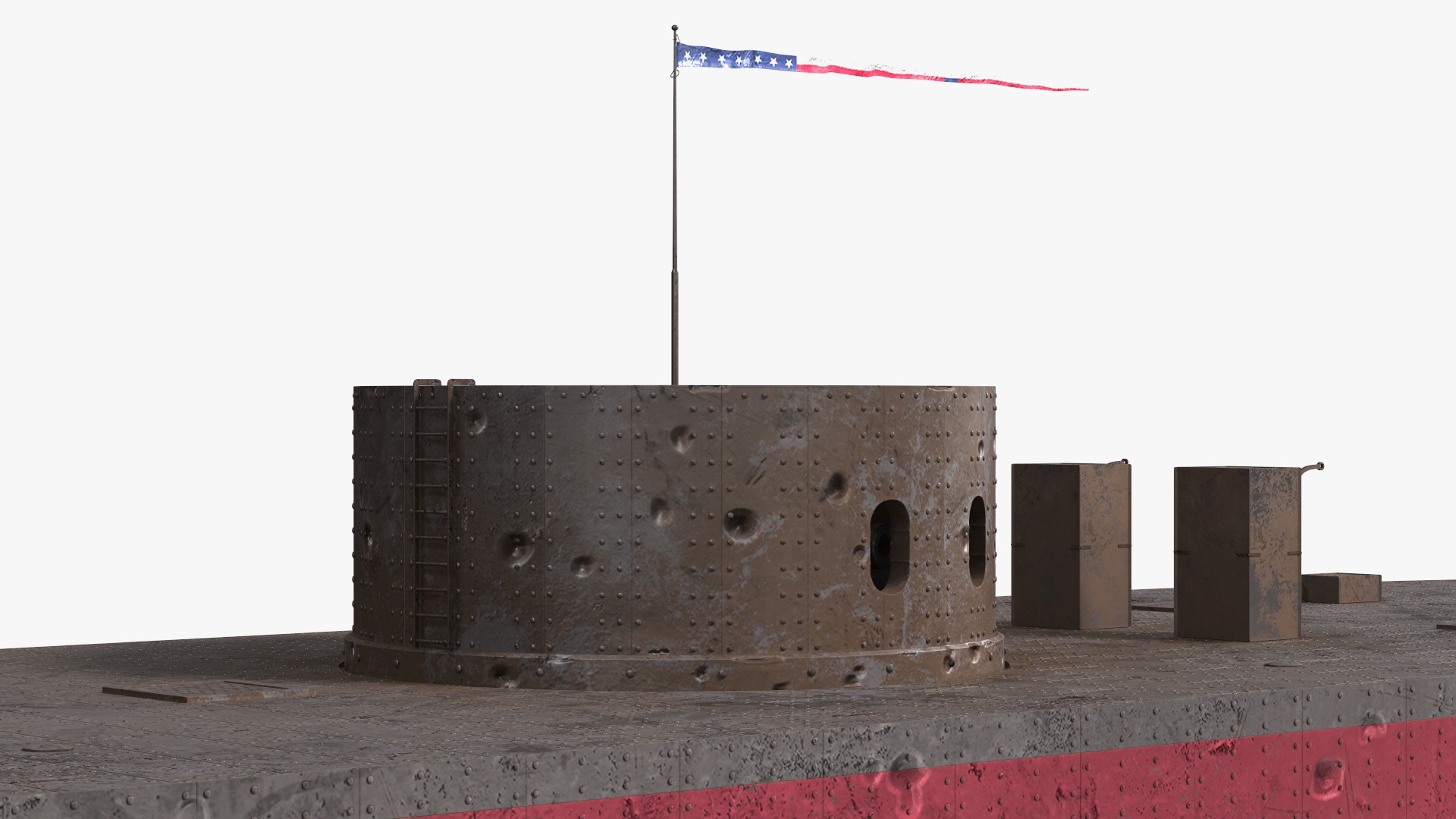 USS Monitor Old Rigged 3D