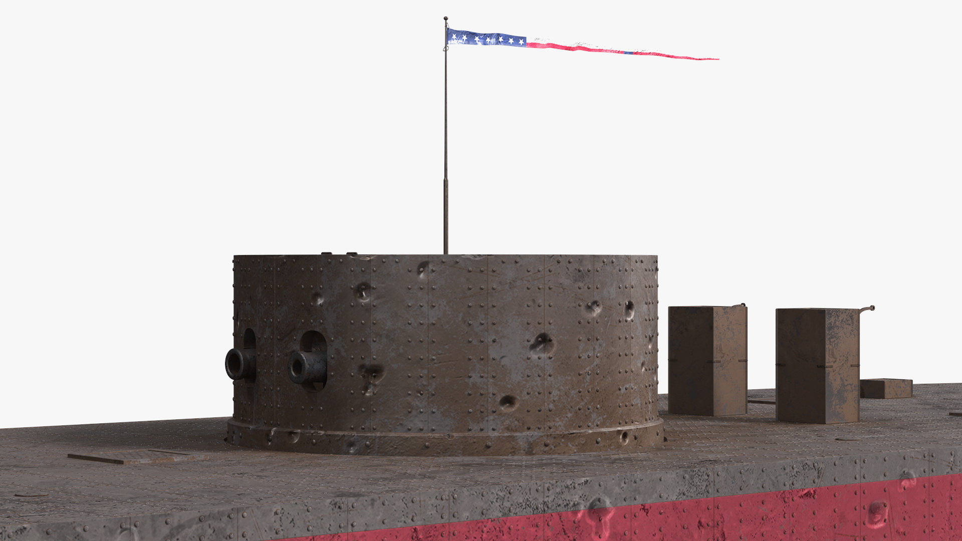 USS Monitor Old Rigged 3D