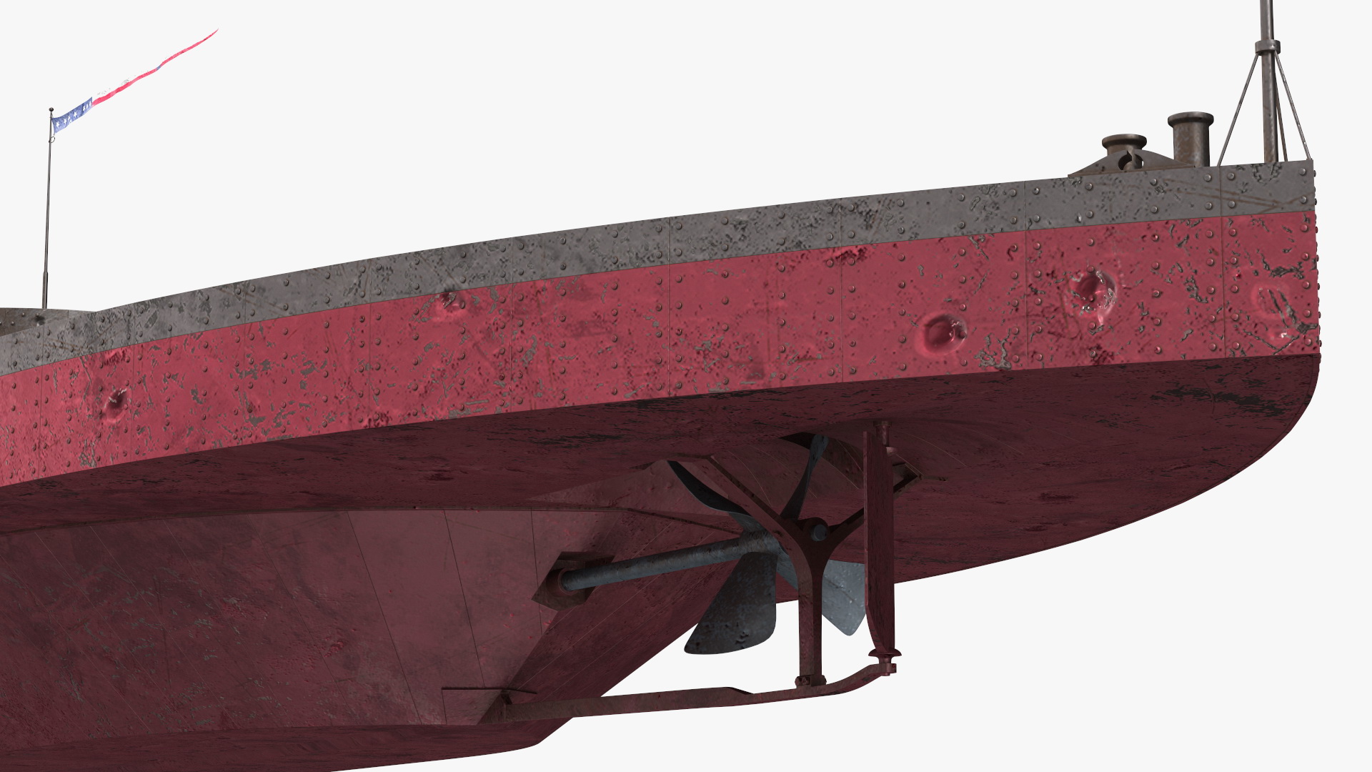 USS Monitor Old Rigged 3D