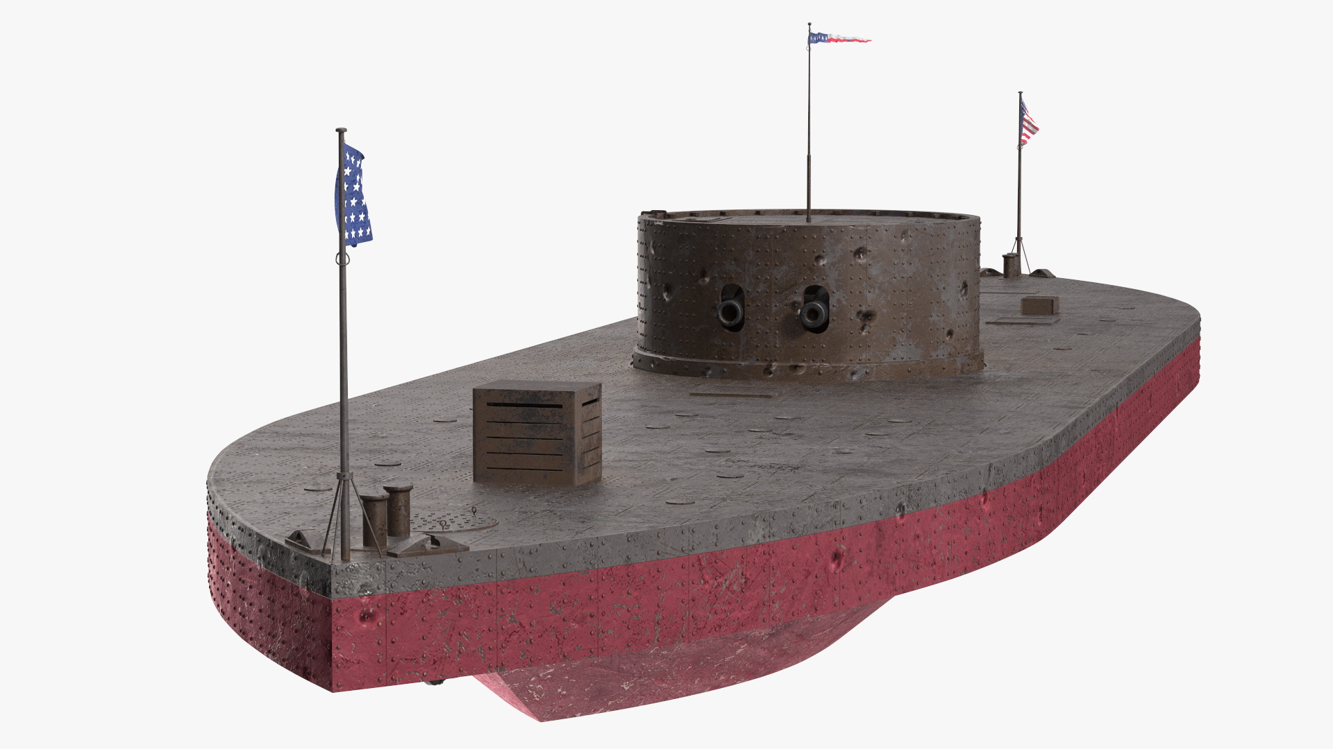 USS Monitor Old Rigged 3D