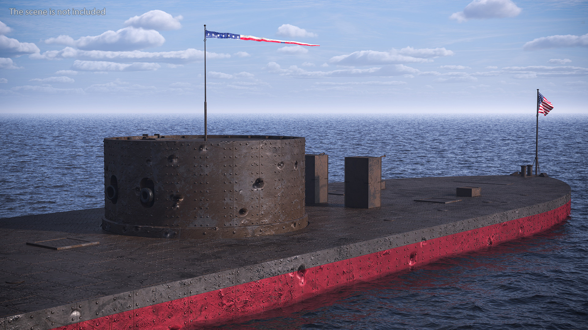 USS Monitor Old Rigged 3D