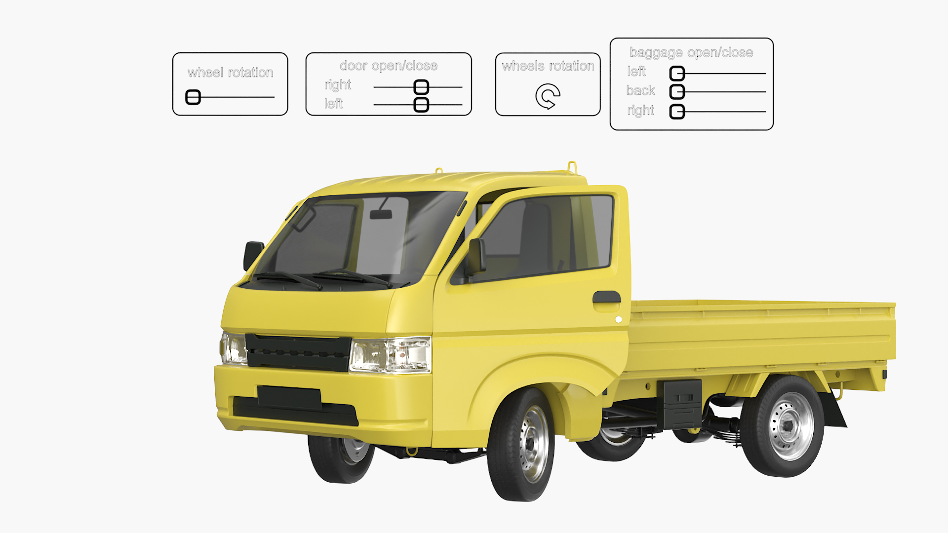 3D Flatbed Truck for Transportation Rigged for Cinema 4D model