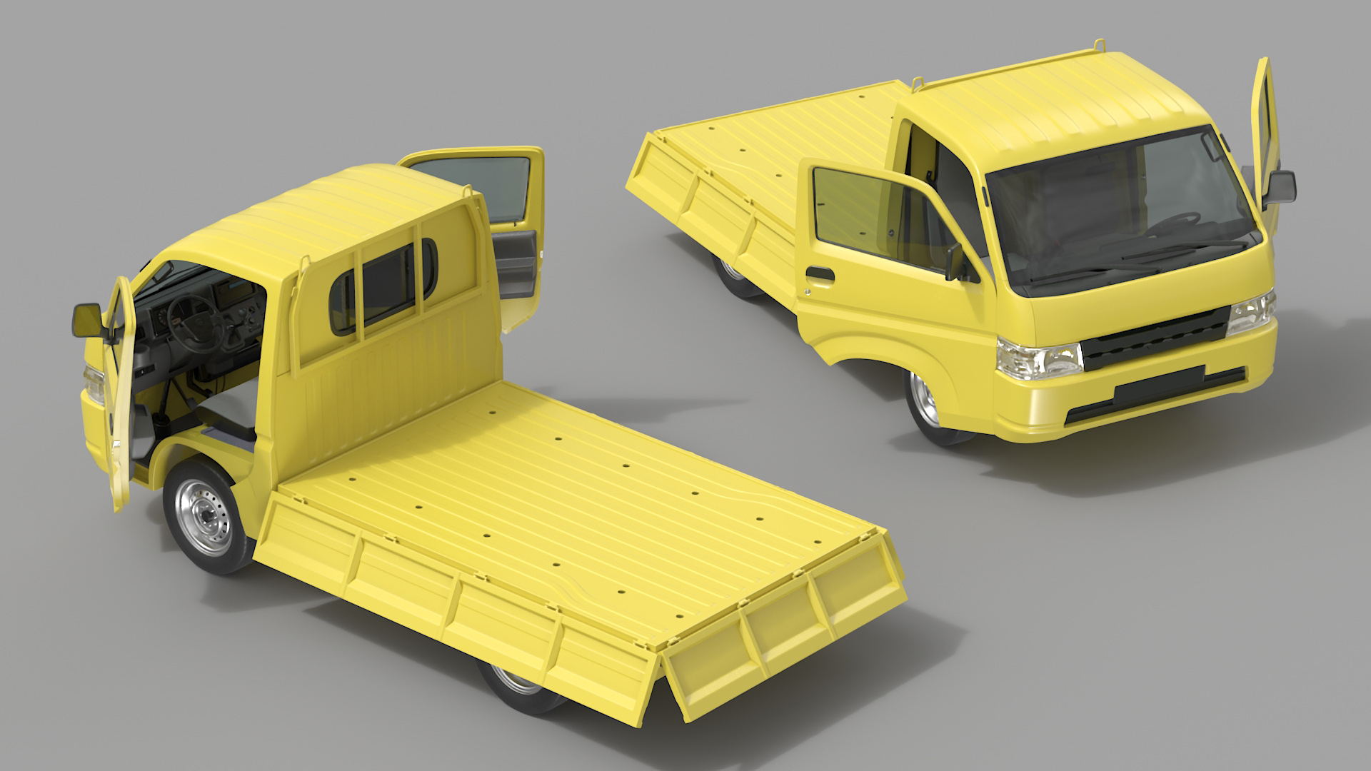 3D Flatbed Truck for Transportation Rigged for Cinema 4D model