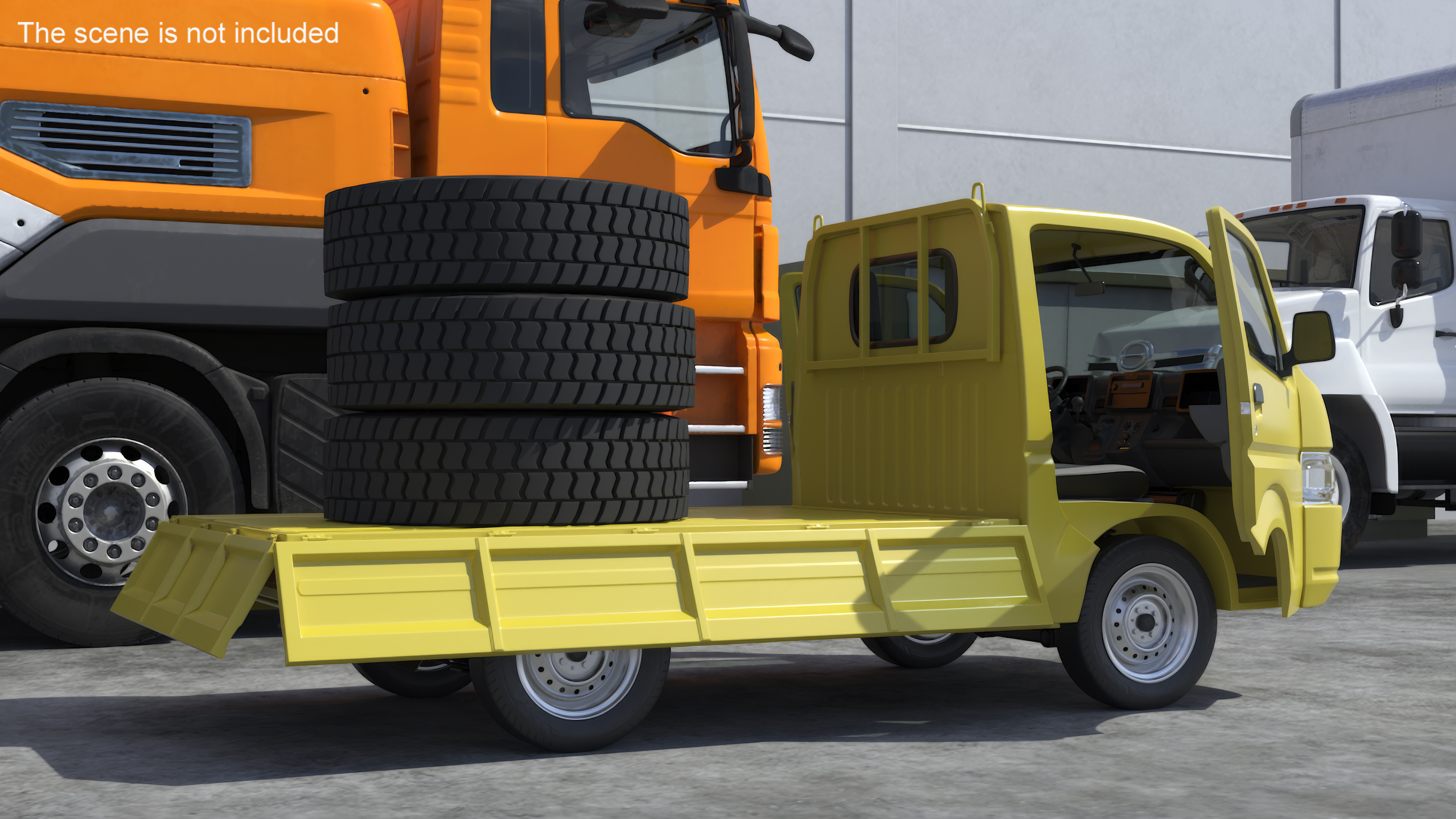 3D Flatbed Truck for Transportation Rigged for Cinema 4D model