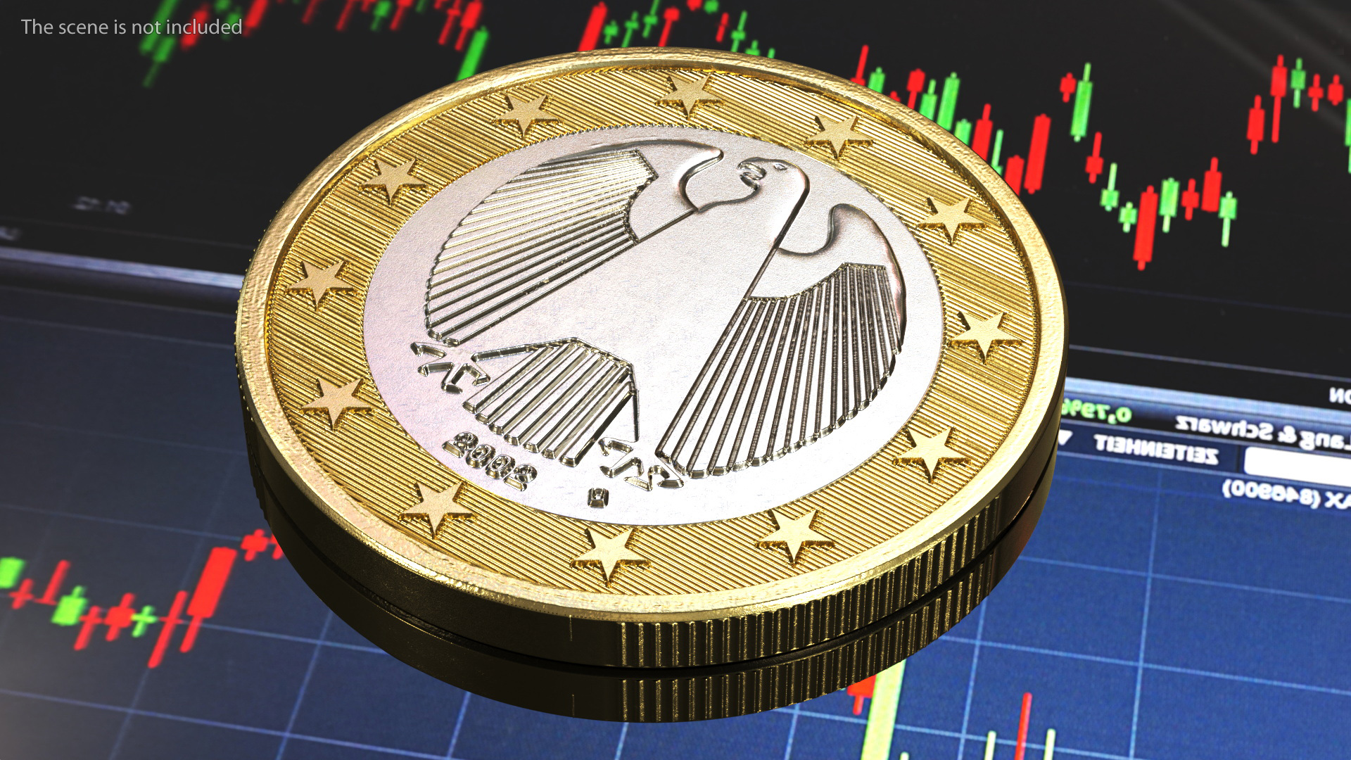 3D German 1 Euro Coin model