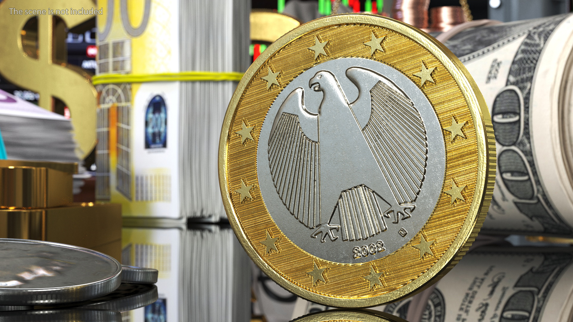 3D German 1 Euro Coin model