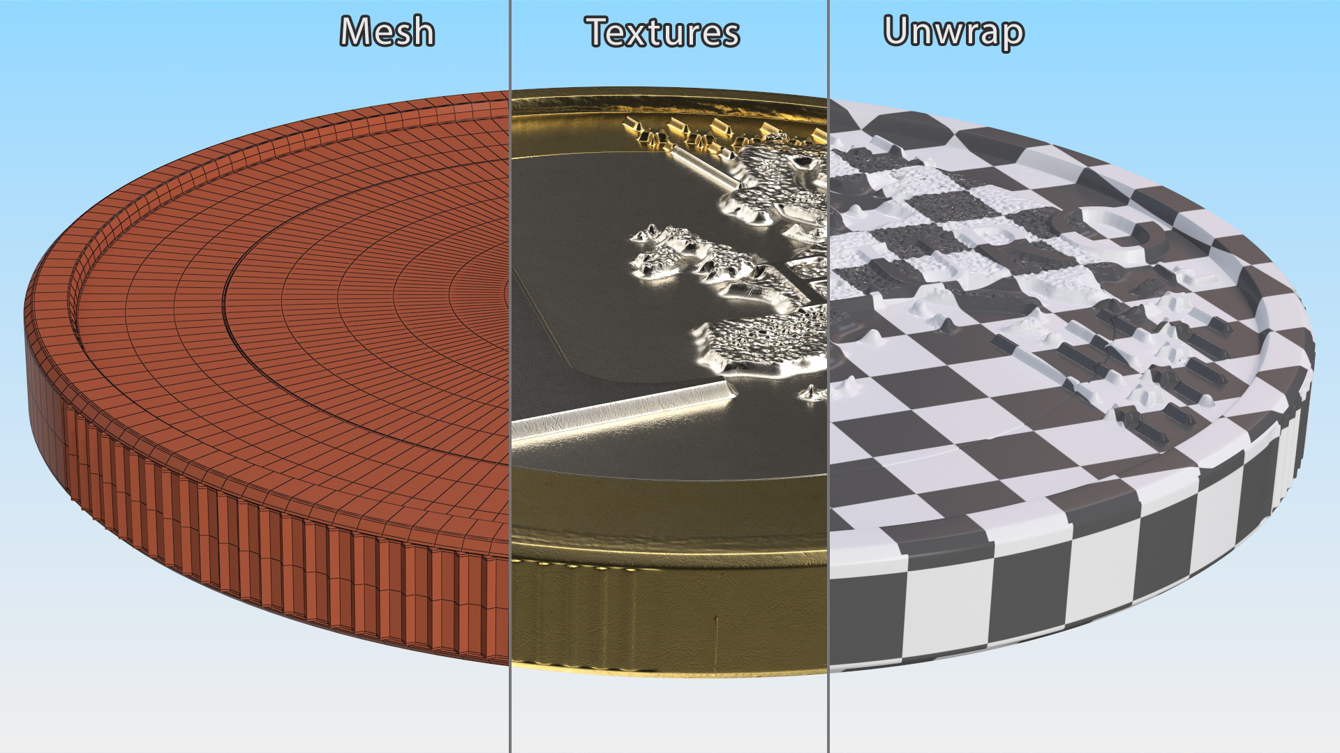 3D German 1 Euro Coin model