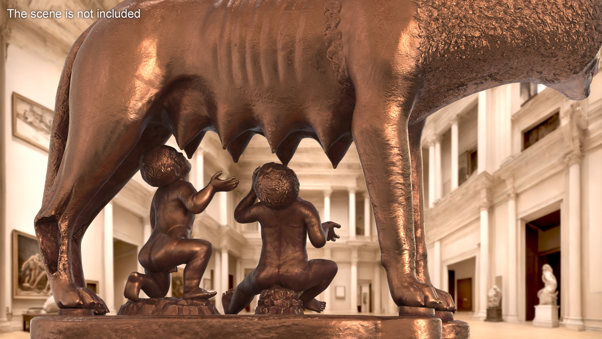 3D Capitoline Wolf with Romulus and Remus model
