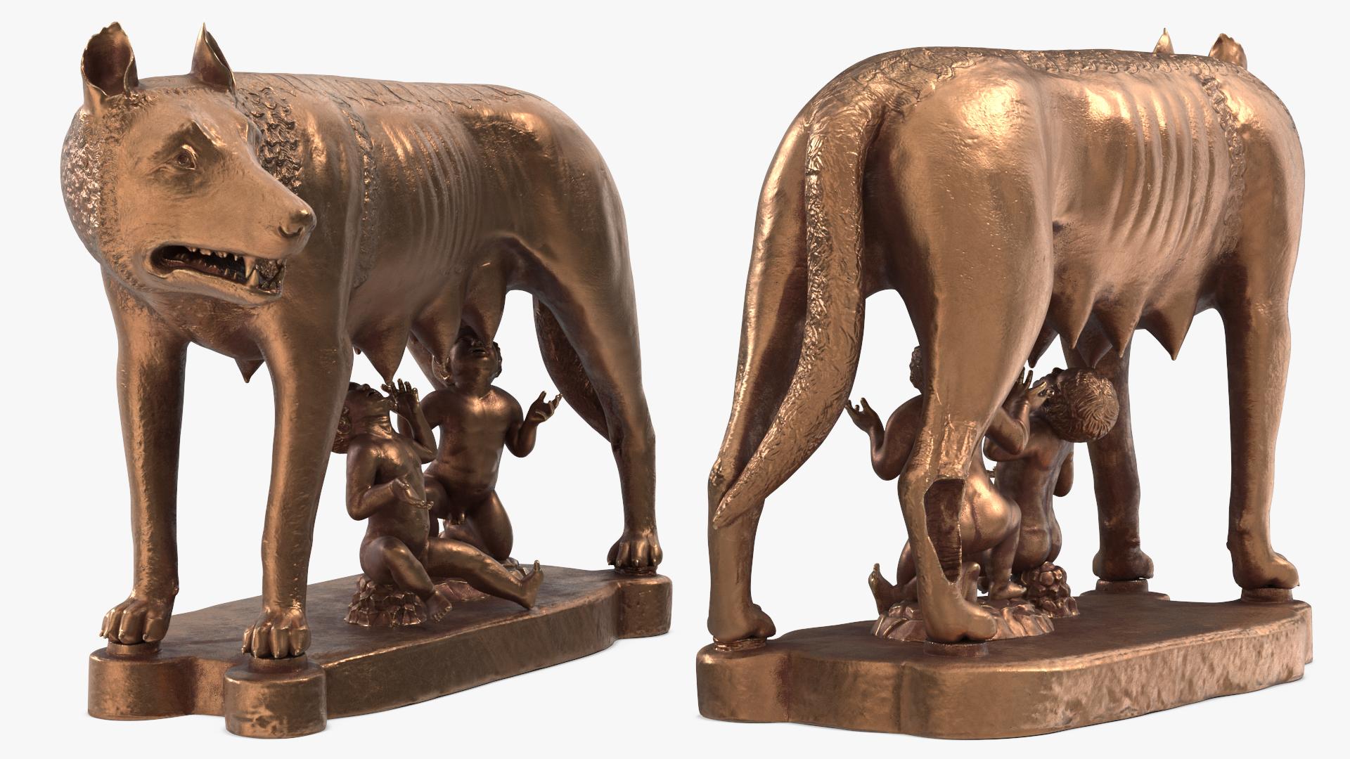 3D Capitoline Wolf with Romulus and Remus model
