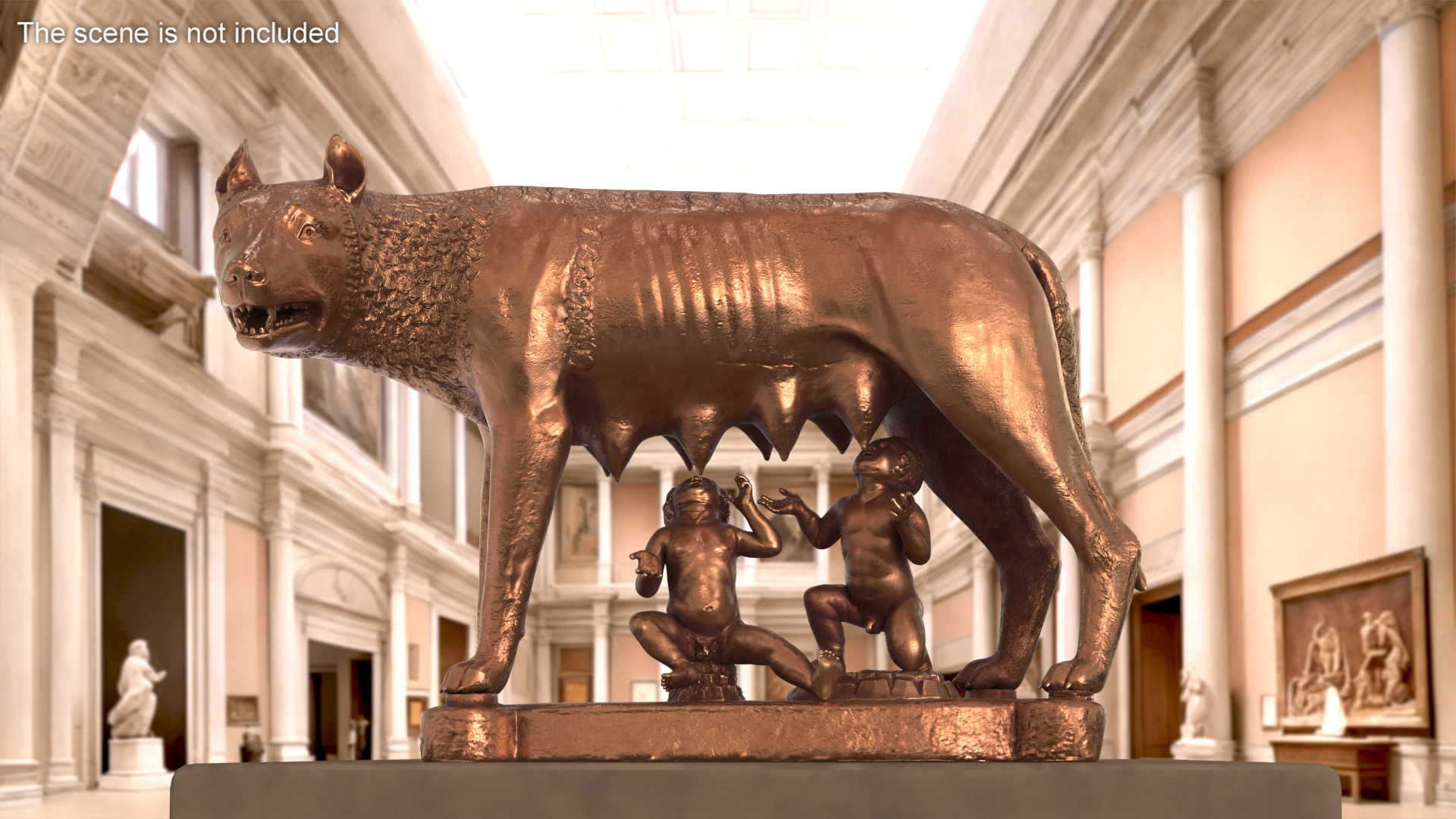 3D Capitoline Wolf with Romulus and Remus model