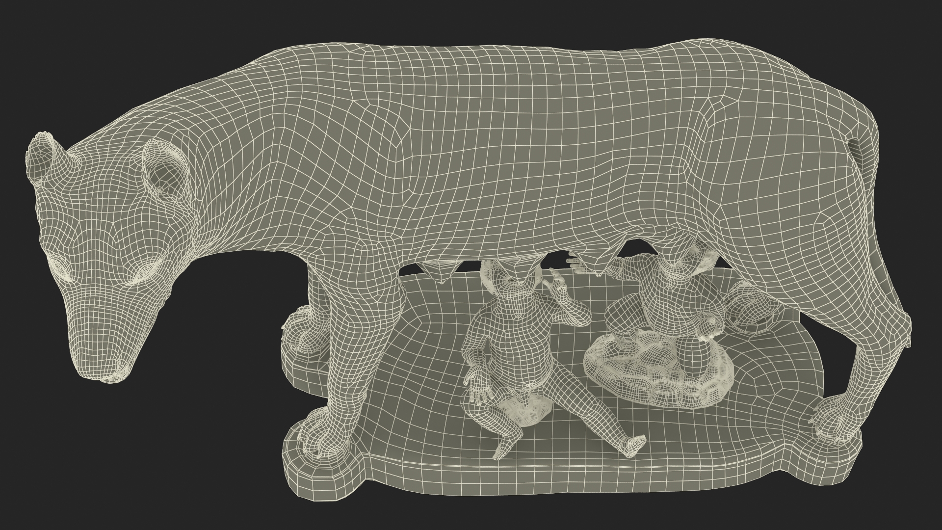 3D Capitoline Wolf with Romulus and Remus model