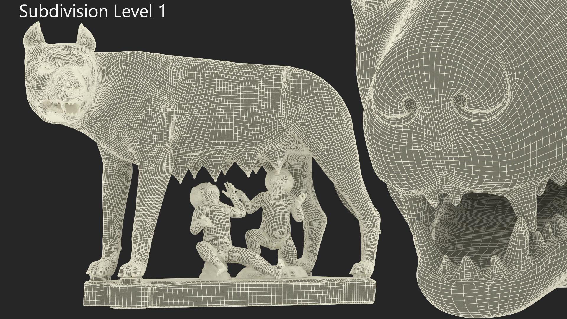 3D Capitoline Wolf with Romulus and Remus model