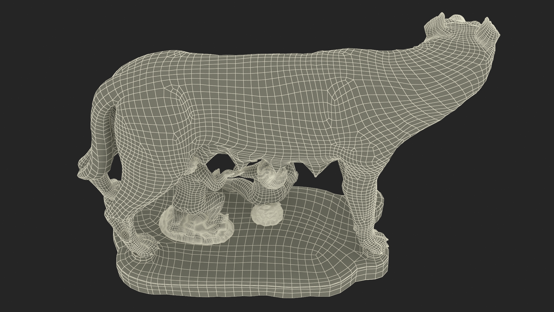3D Capitoline Wolf with Romulus and Remus model