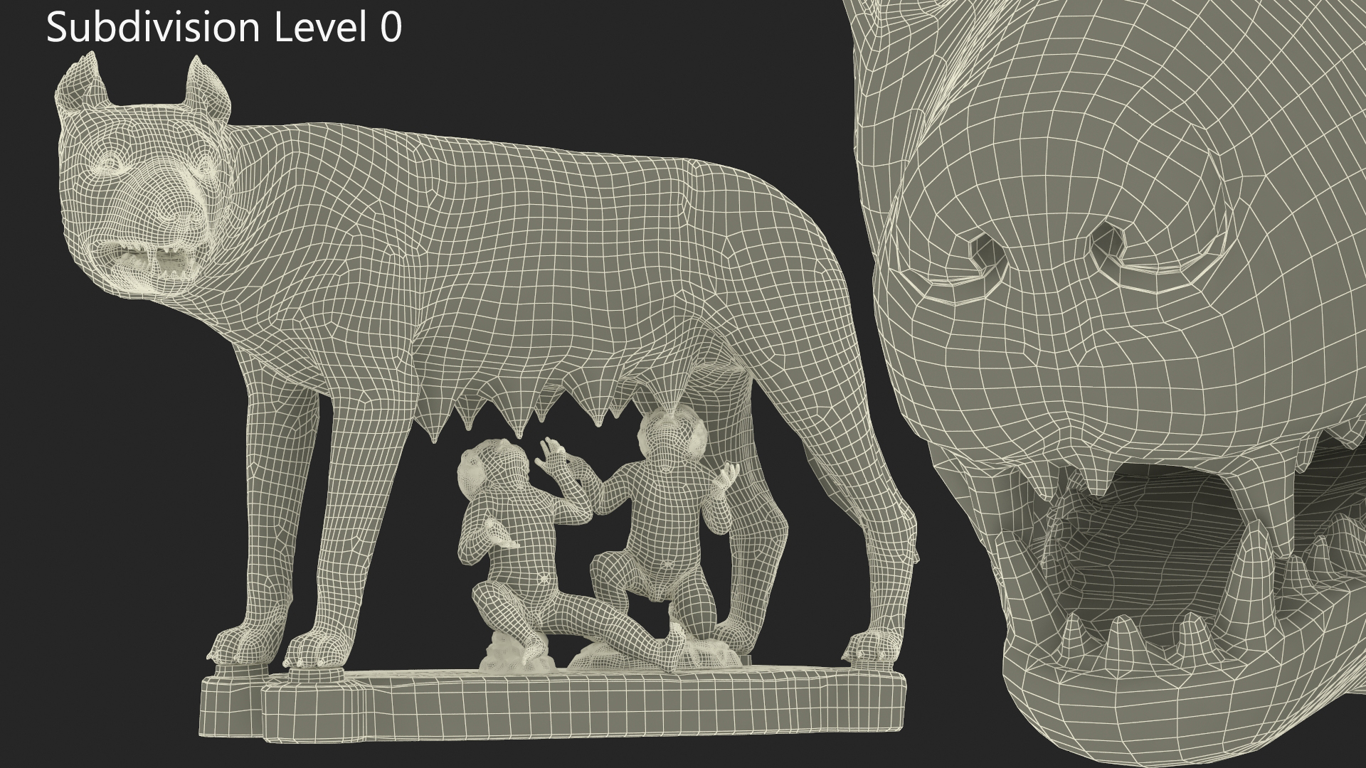 3D Capitoline Wolf with Romulus and Remus model