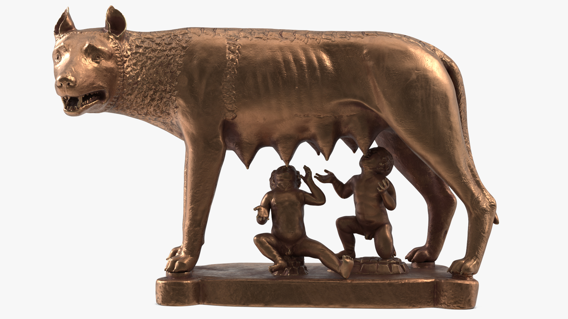 3D Capitoline Wolf with Romulus and Remus model