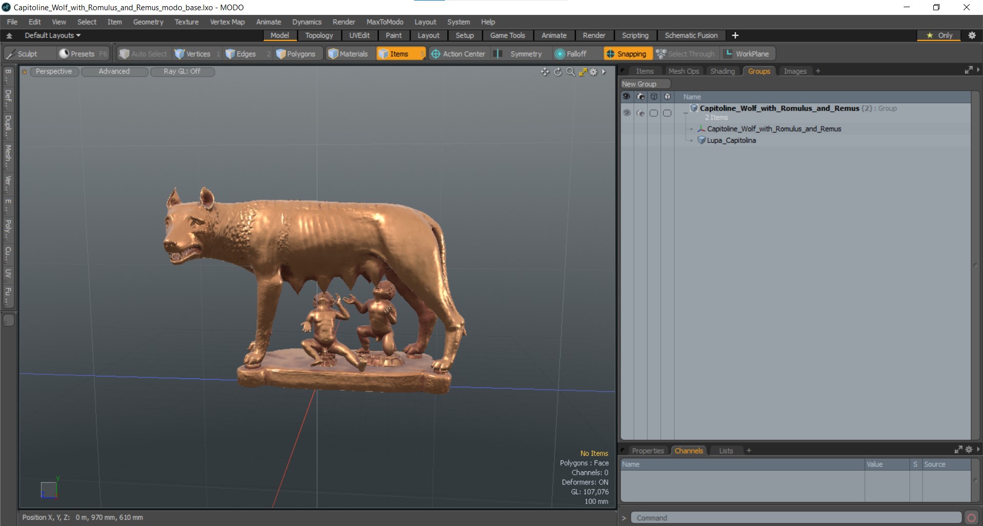 3D Capitoline Wolf with Romulus and Remus model