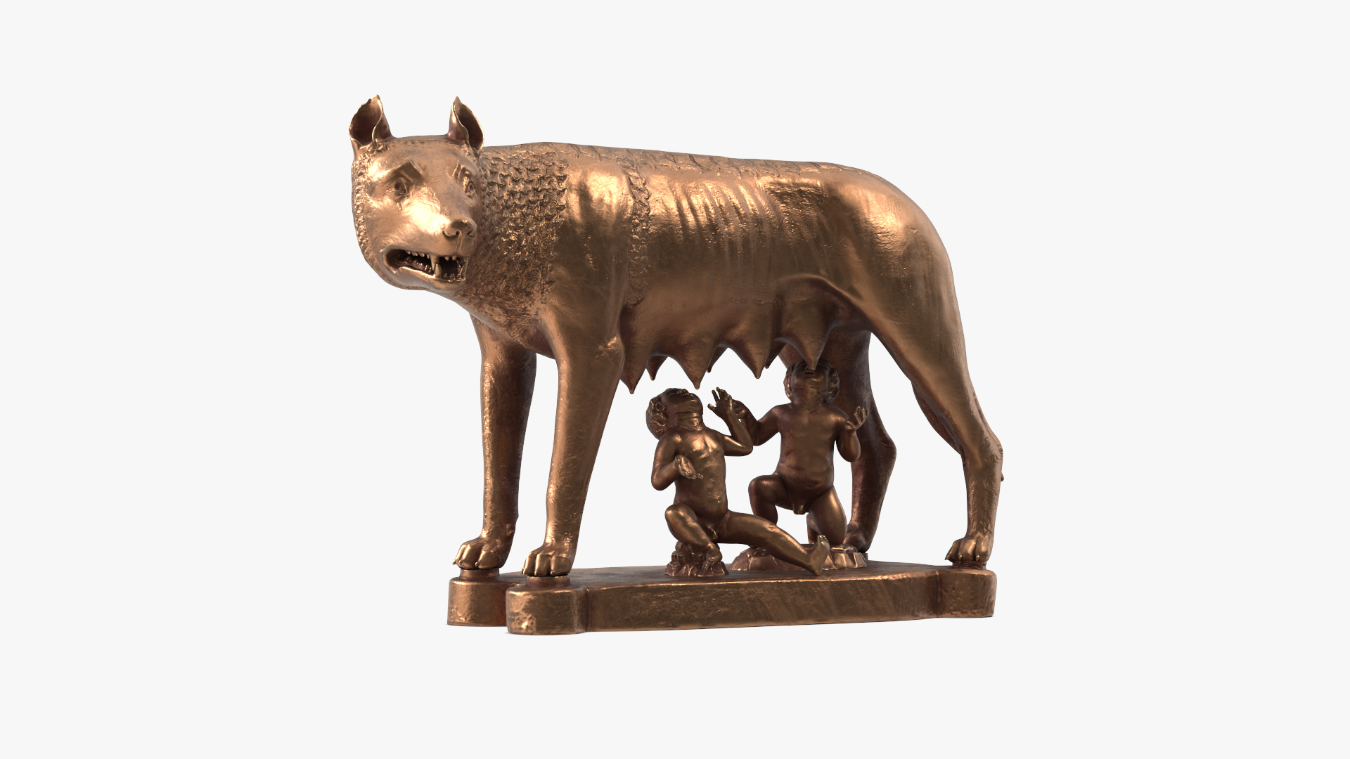 3D Capitoline Wolf with Romulus and Remus model