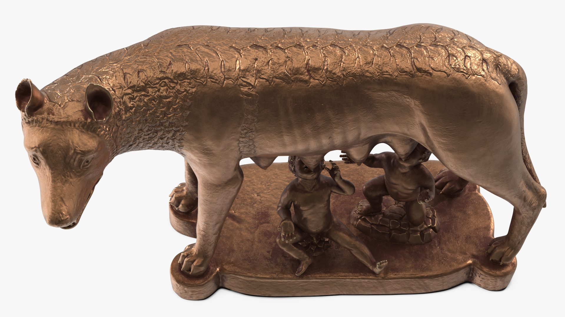 3D Capitoline Wolf with Romulus and Remus model