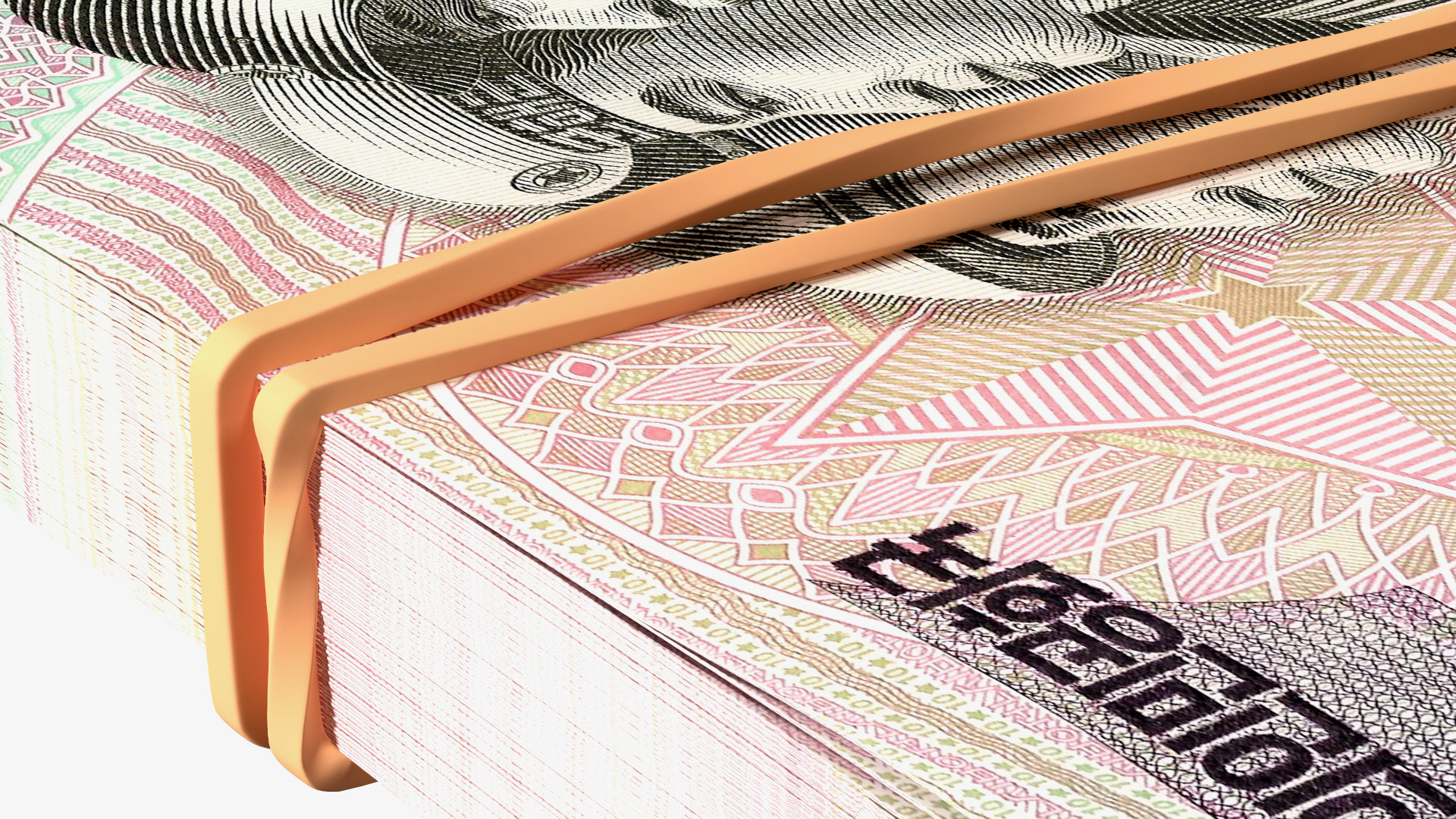 Rubber Band Stack of North Korea 10 Won 3D model