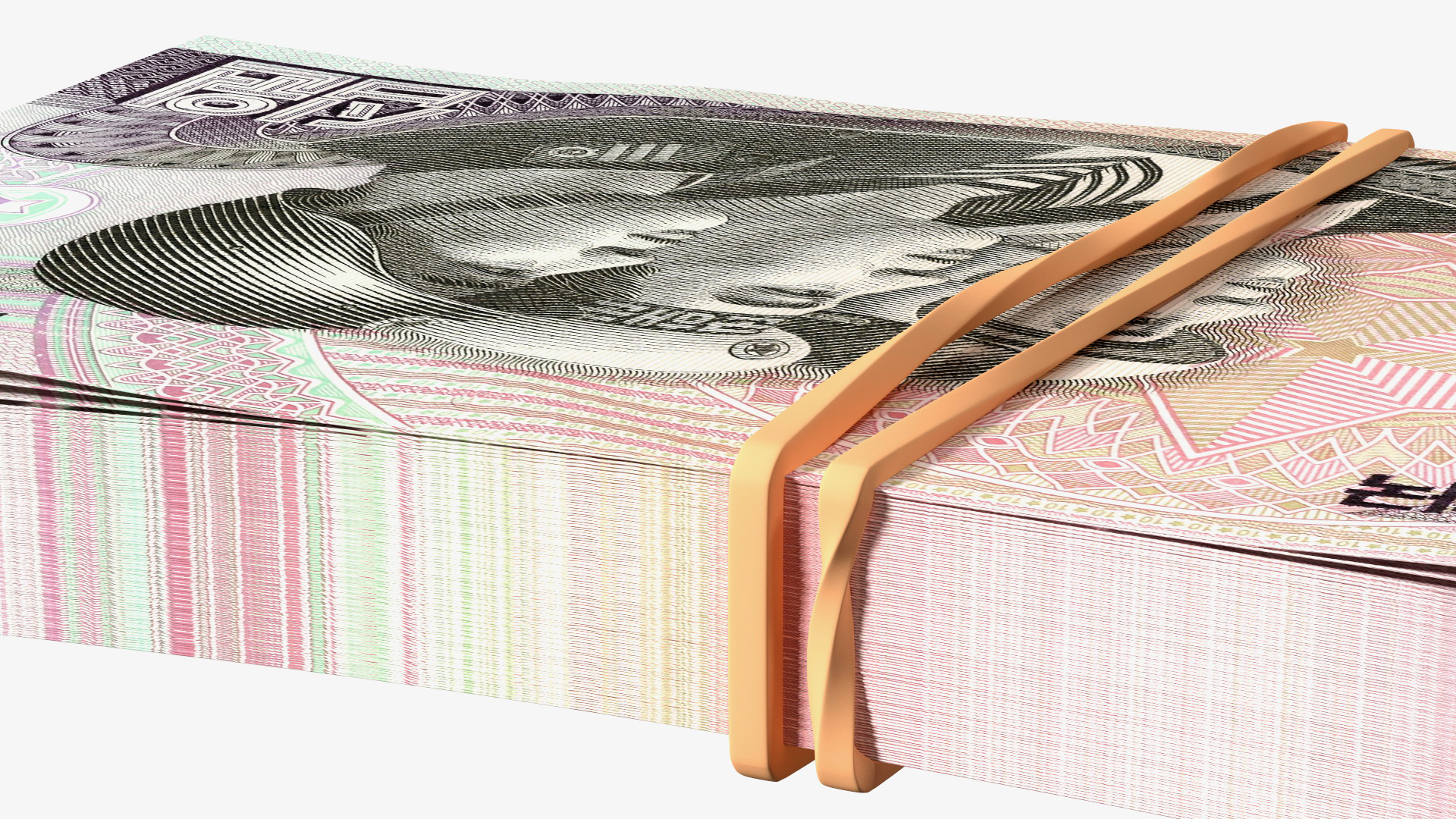 Rubber Band Stack of North Korea 10 Won 3D model