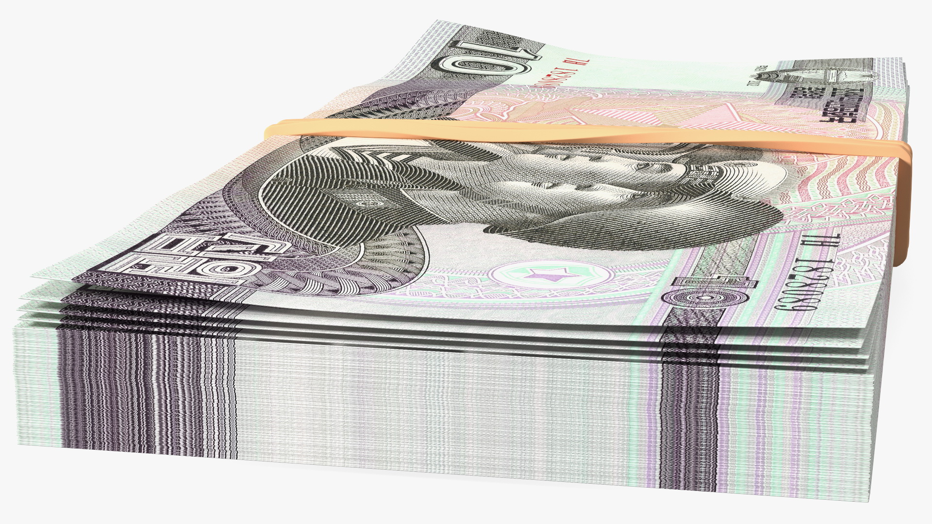 Rubber Band Stack of North Korea 10 Won 3D model
