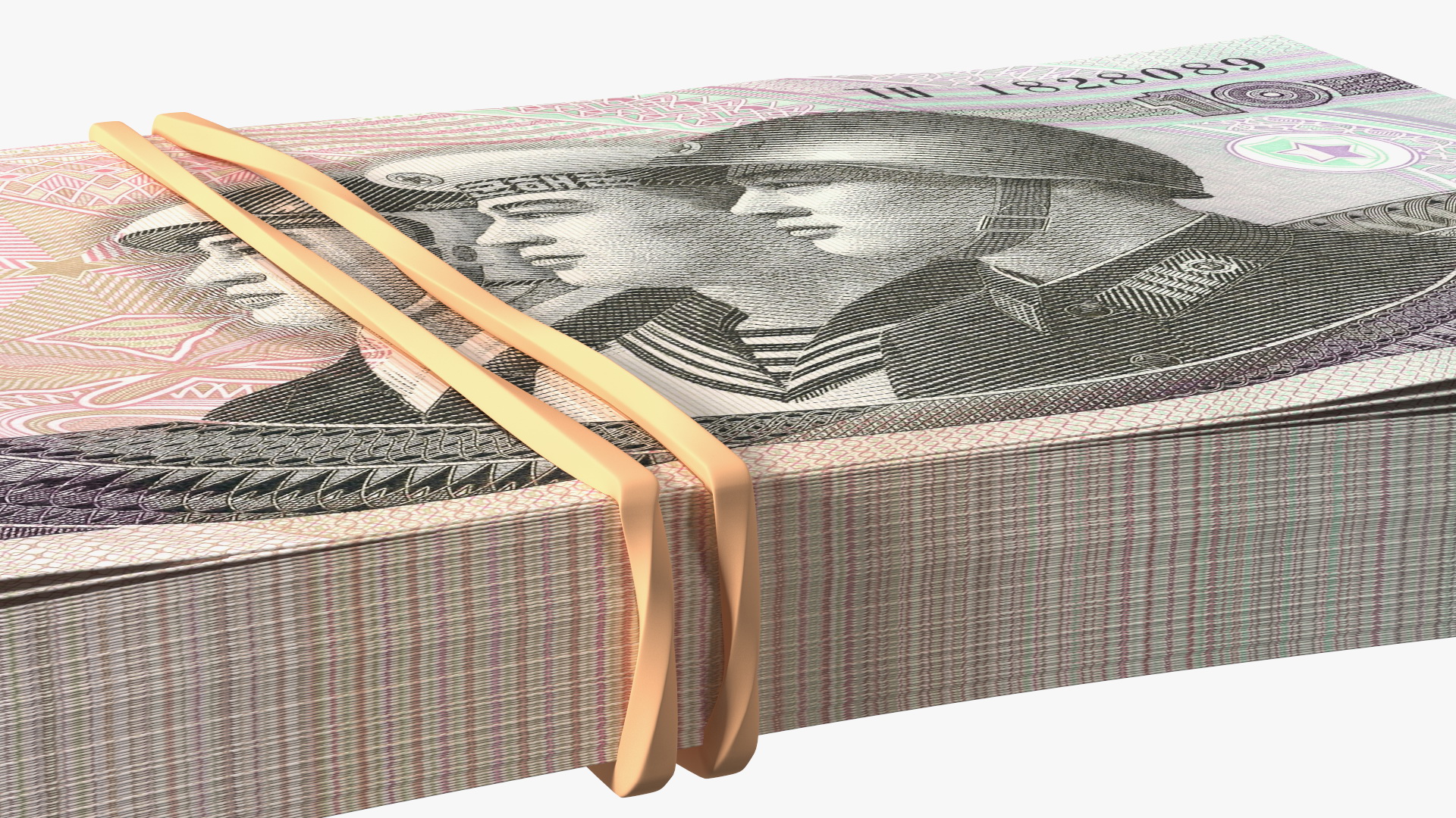 Rubber Band Stack of North Korea 10 Won 3D model
