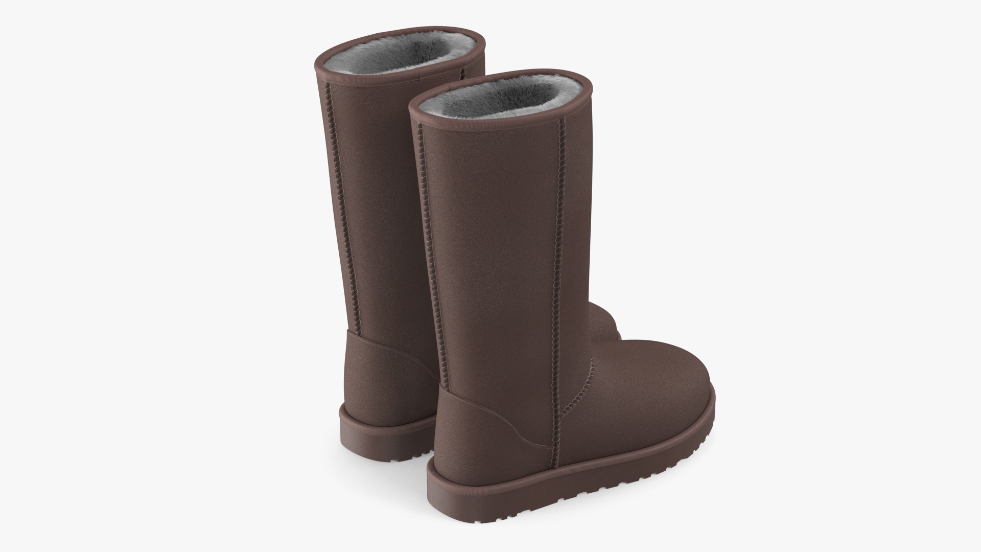 3D Womens Classic Australian Slouch Boots Fur Brown model