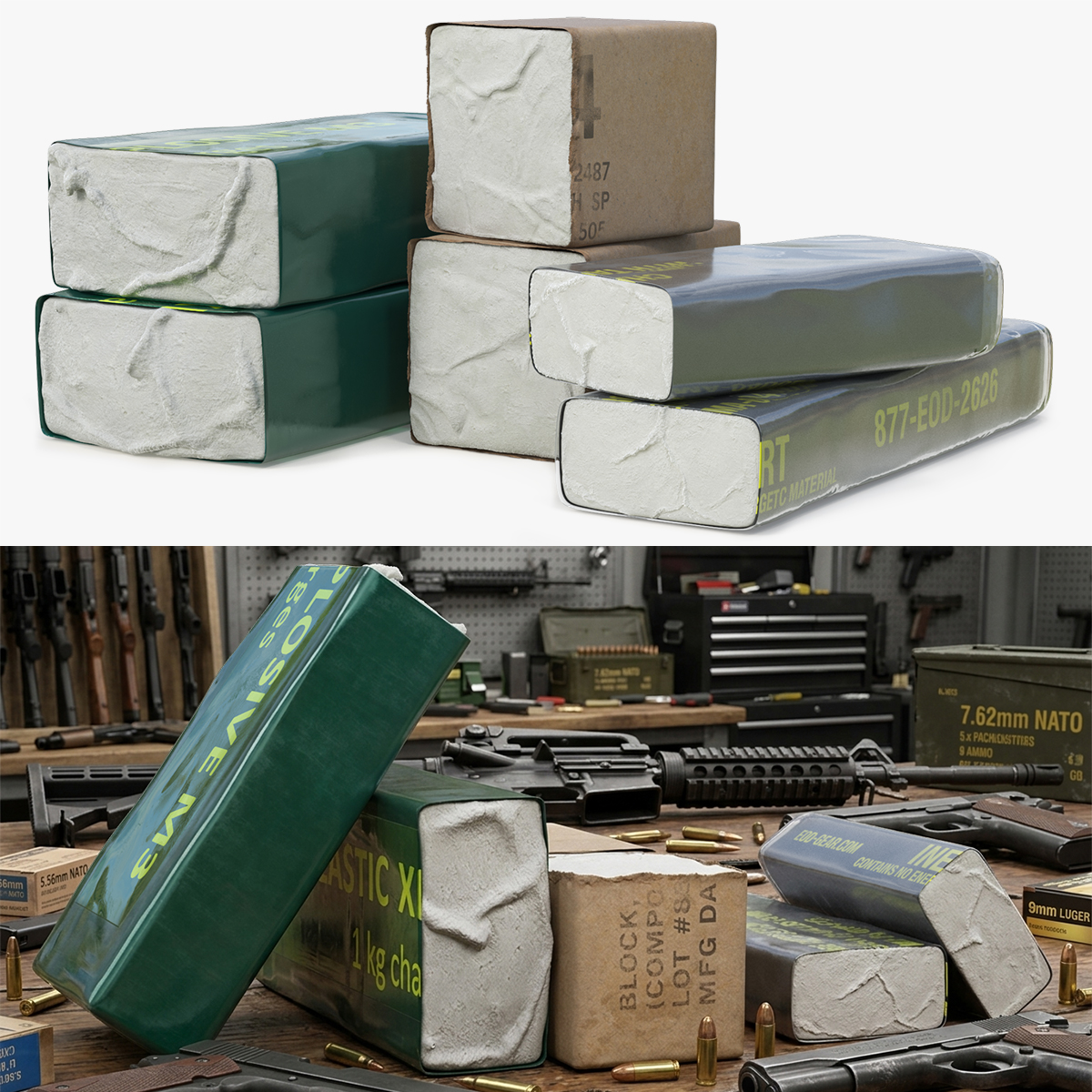 C4 Plastic Explosive 3D model preview