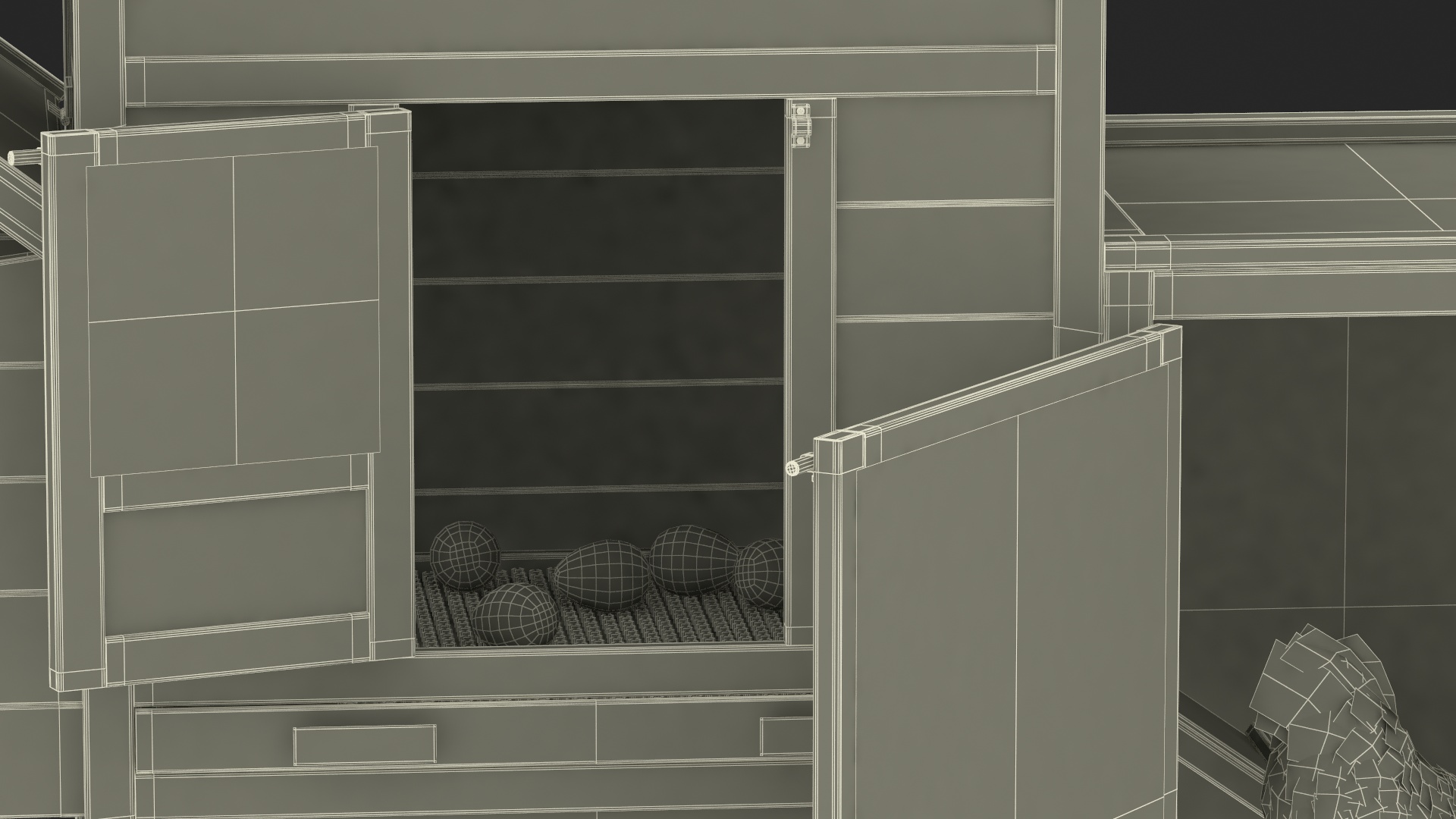3D Red Small Chicken Coop with Chickens