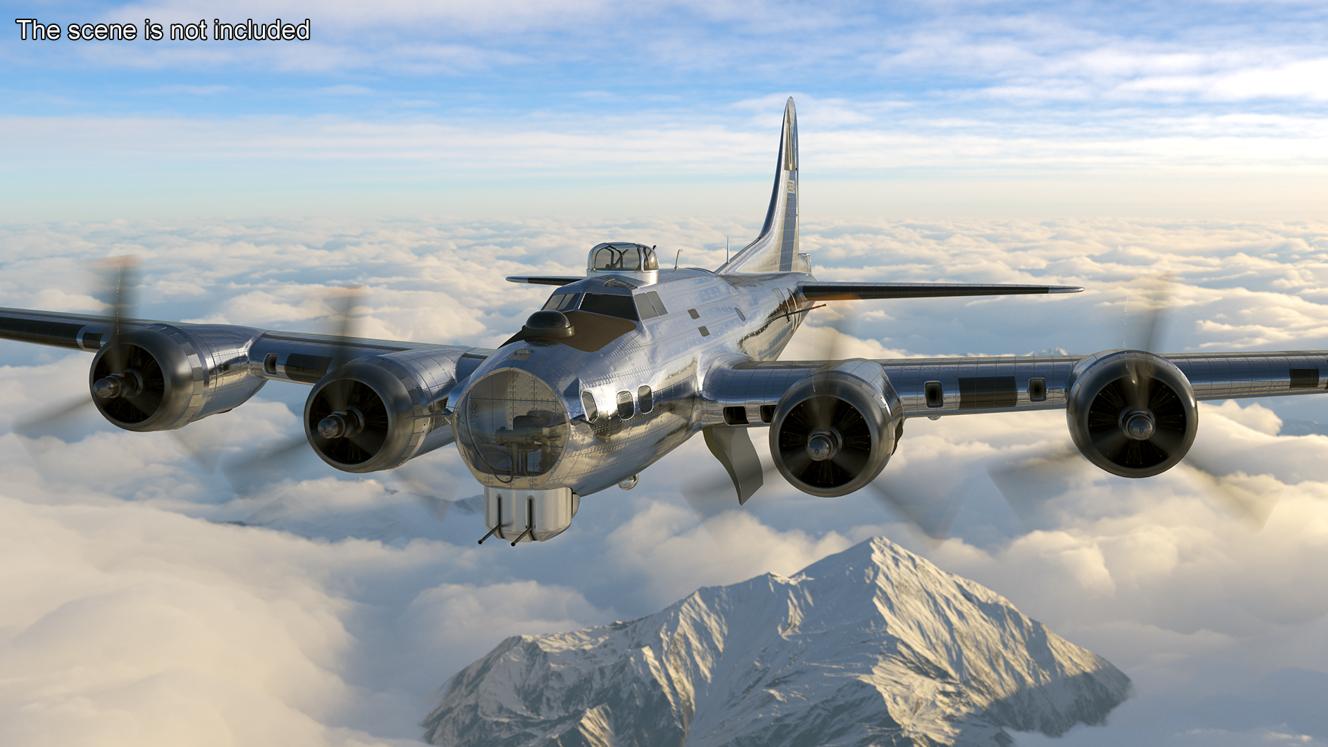 3D Boeing B-17 Propeller Aircraft Bomber Rigged for Cinema 4D model