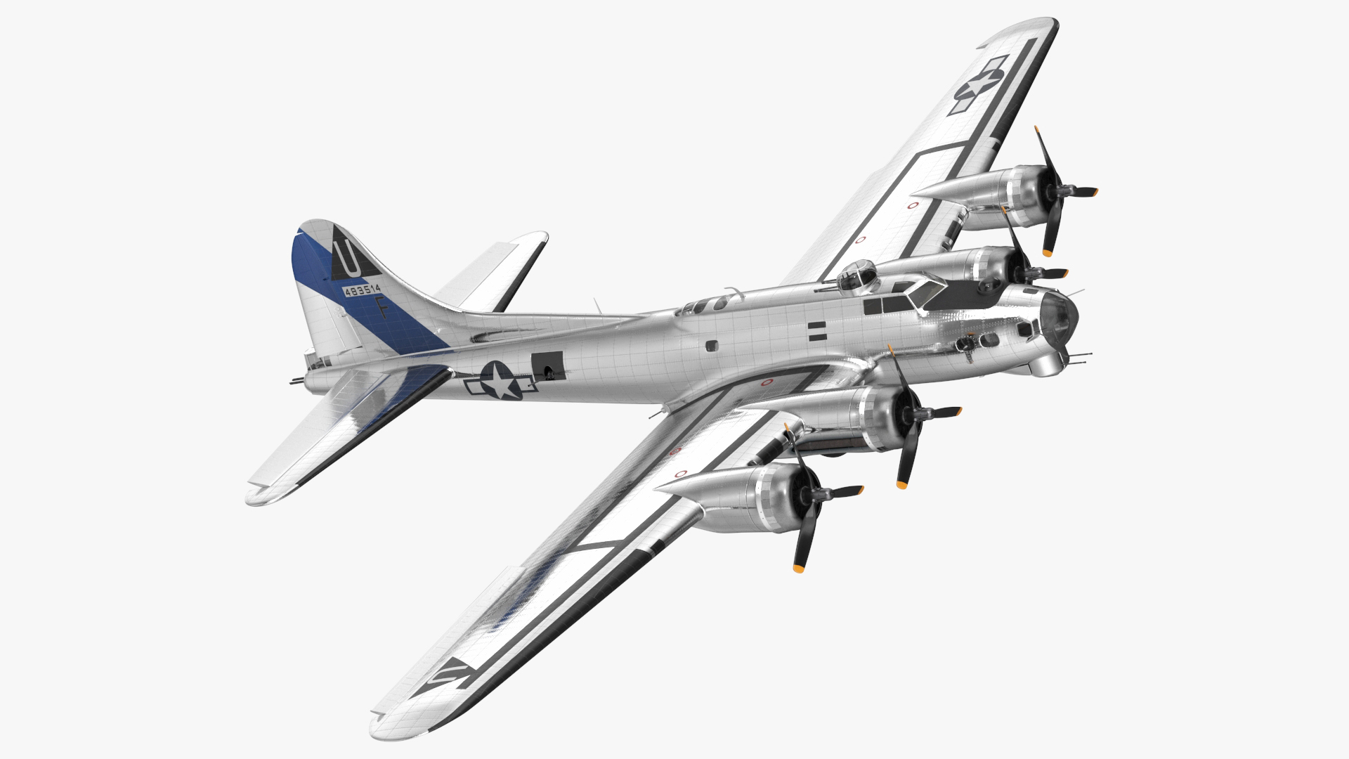 3D Boeing B-17 Propeller Aircraft Bomber Rigged for Cinema 4D model