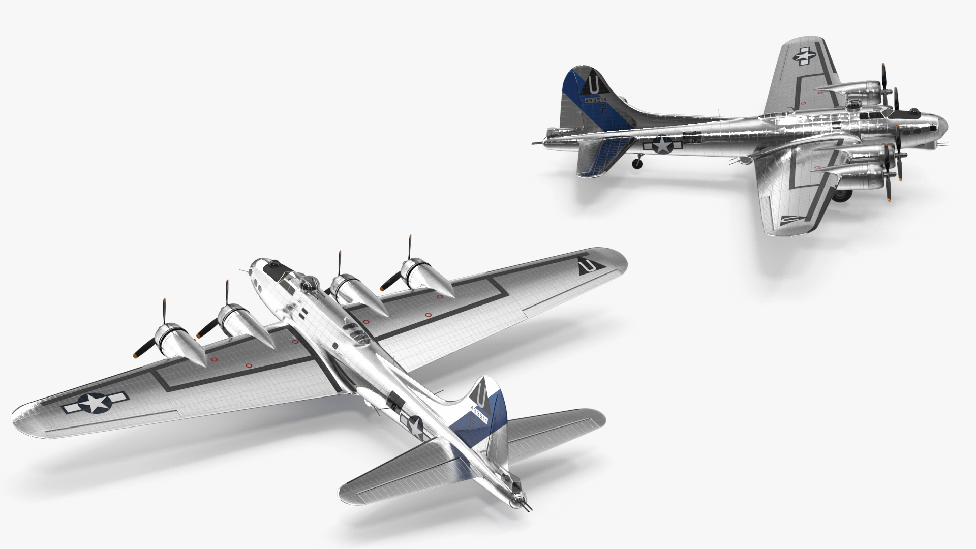 3D Boeing B-17 Propeller Aircraft Bomber Rigged for Cinema 4D model