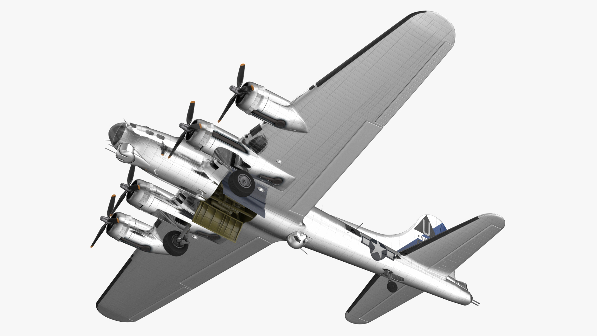 3D Boeing B-17 Propeller Aircraft Bomber Rigged for Cinema 4D model