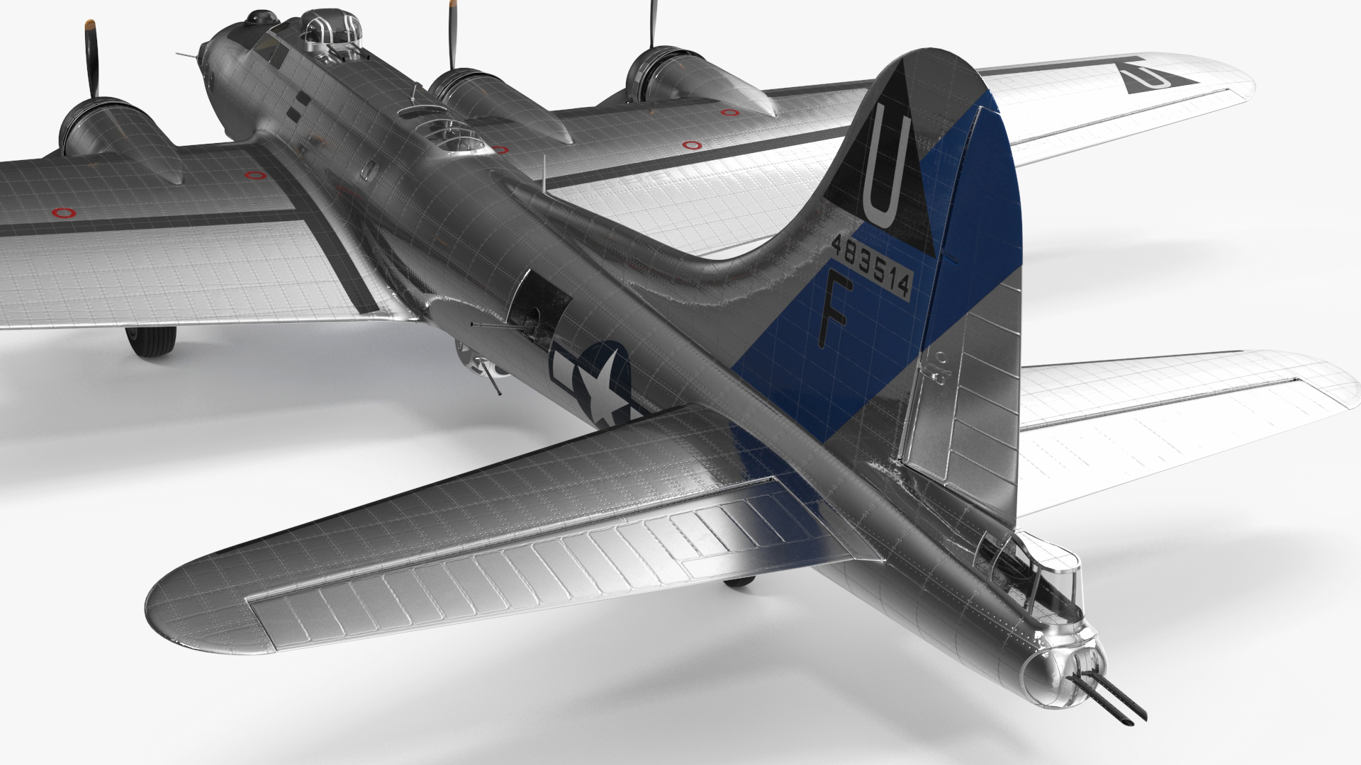 3D Boeing B-17 Propeller Aircraft Bomber Rigged for Cinema 4D model