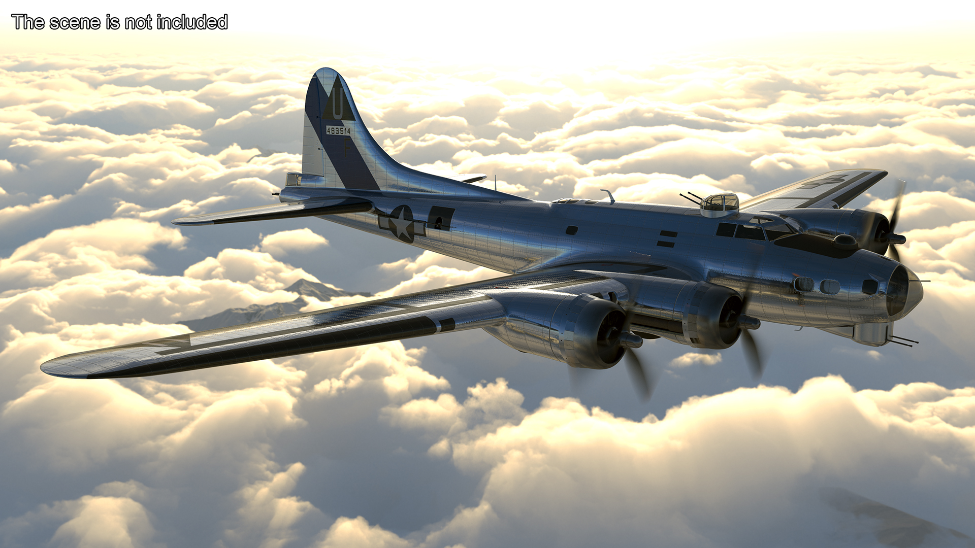 3D Boeing B-17 Propeller Aircraft Bomber Rigged for Cinema 4D model