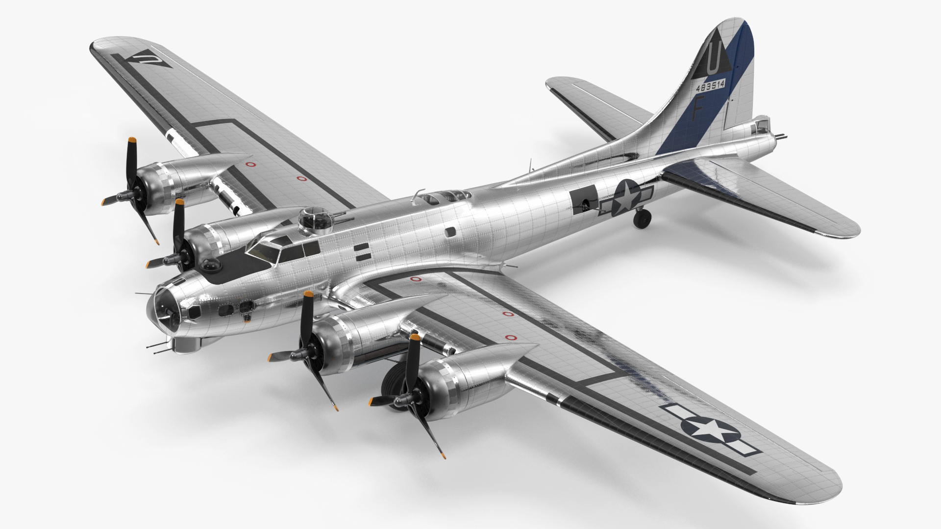 3D Boeing B-17 Propeller Aircraft Bomber Rigged for Cinema 4D model