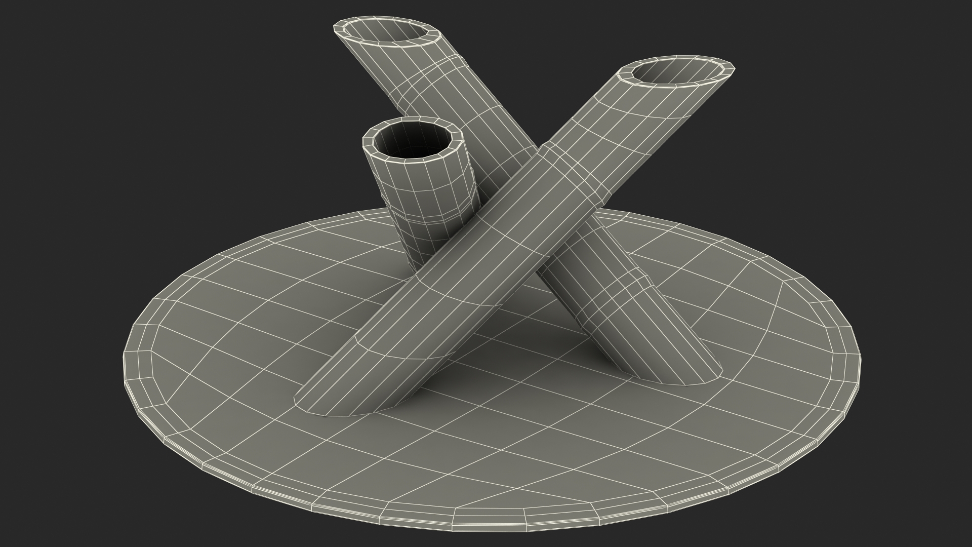 3D model Round Bamboo Coffee Table with Glass Top