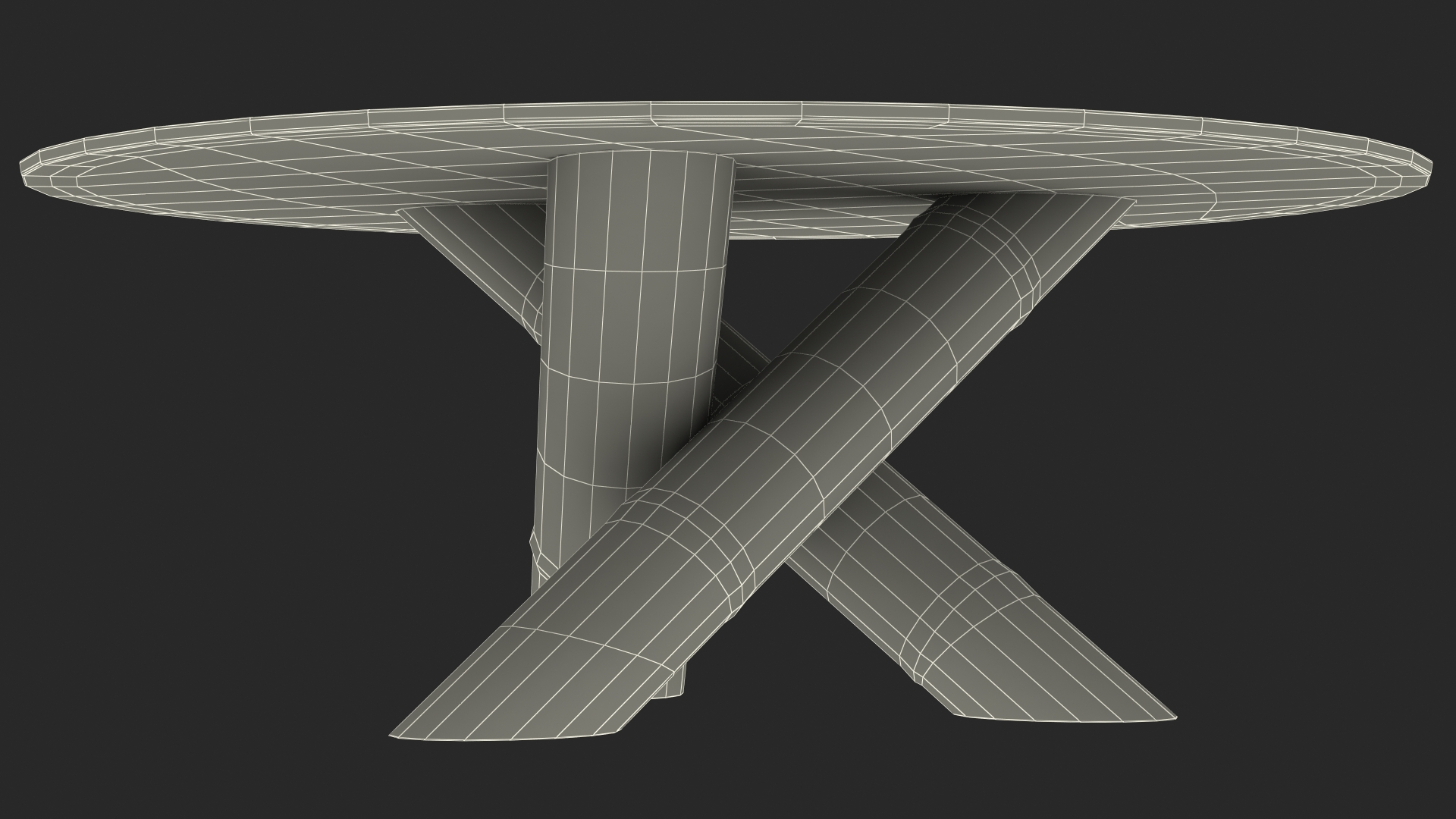 3D model Round Bamboo Coffee Table with Glass Top