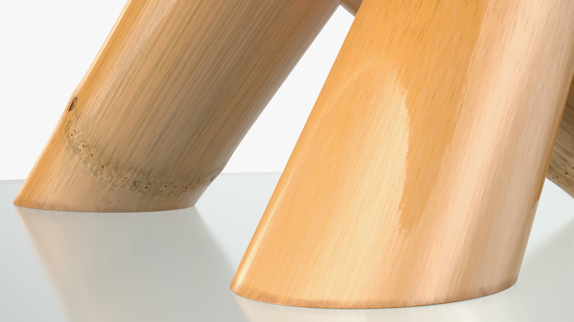 3D model Round Bamboo Coffee Table with Glass Top