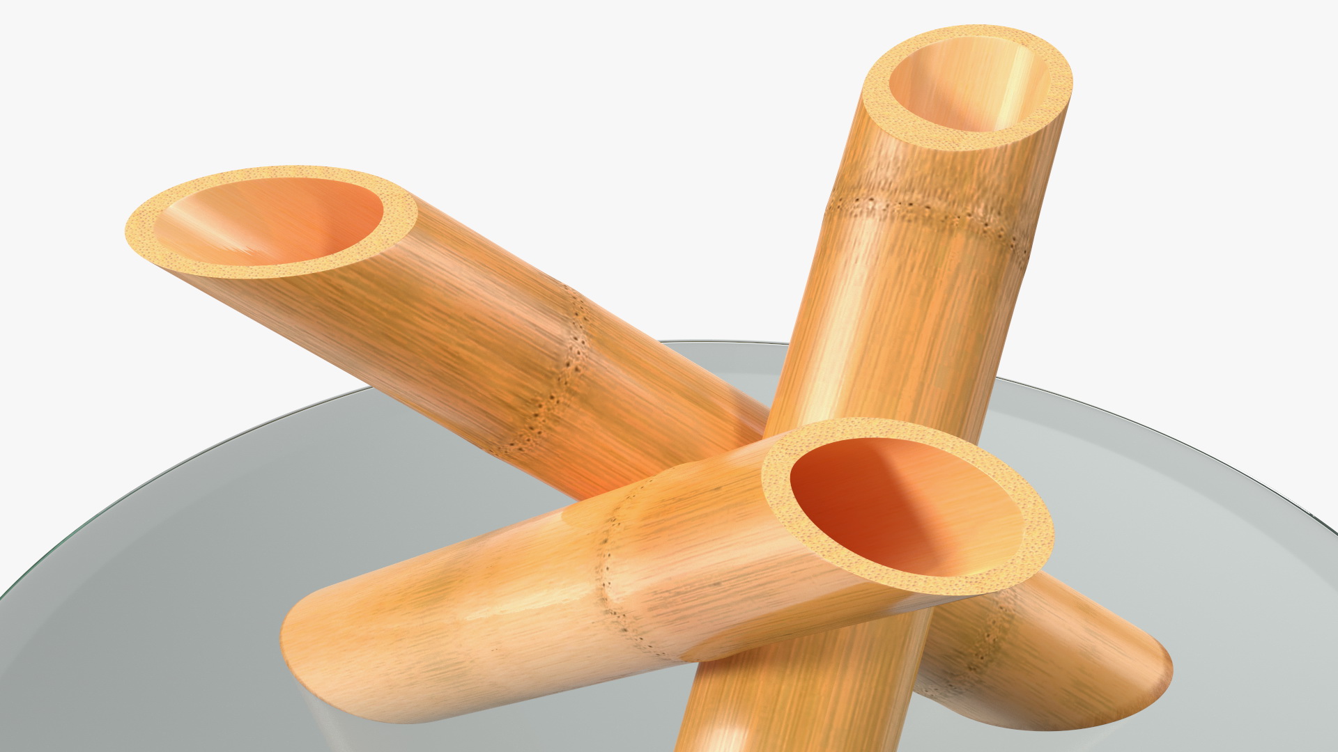 3D model Round Bamboo Coffee Table with Glass Top