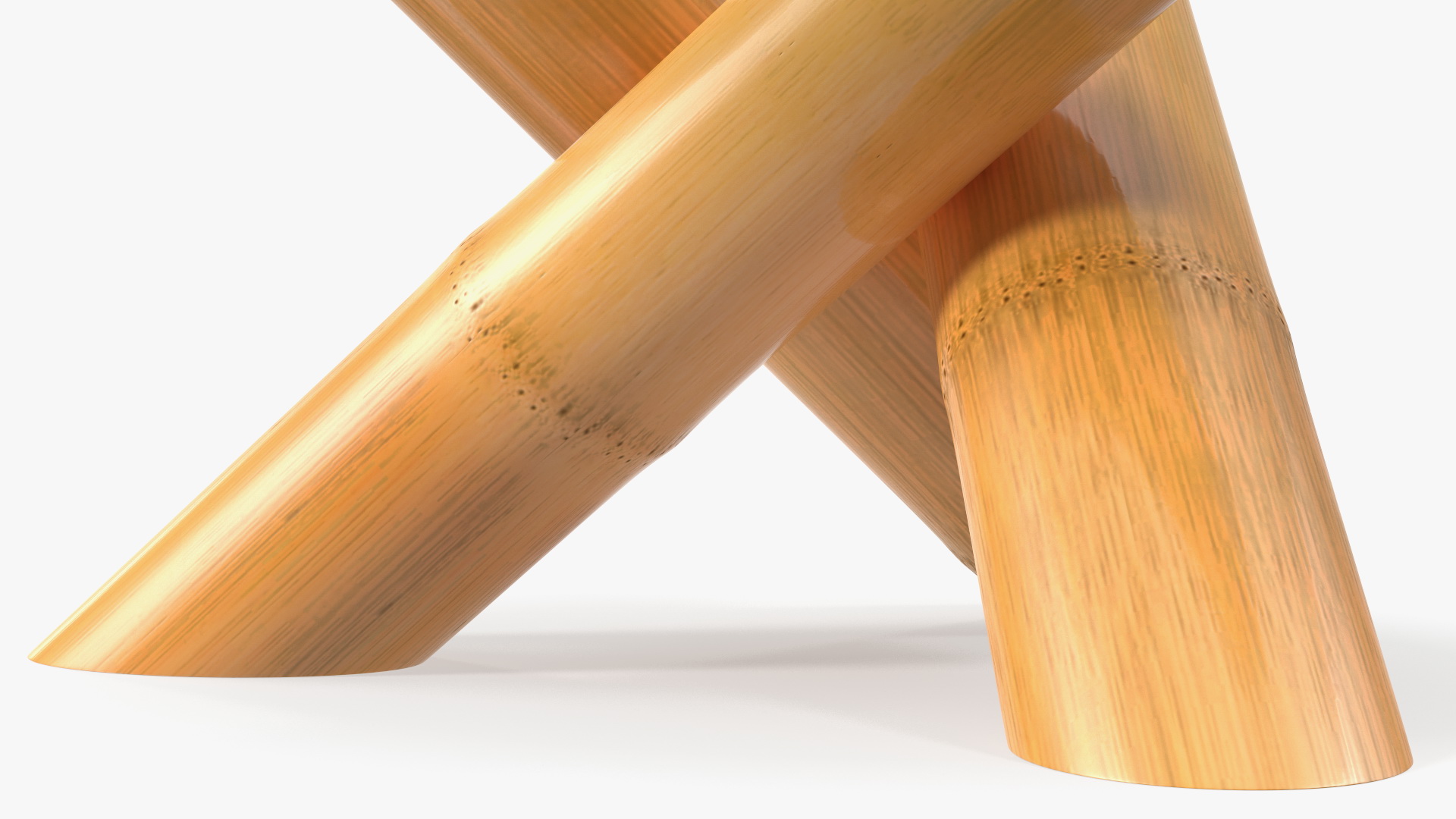 3D model Round Bamboo Coffee Table with Glass Top