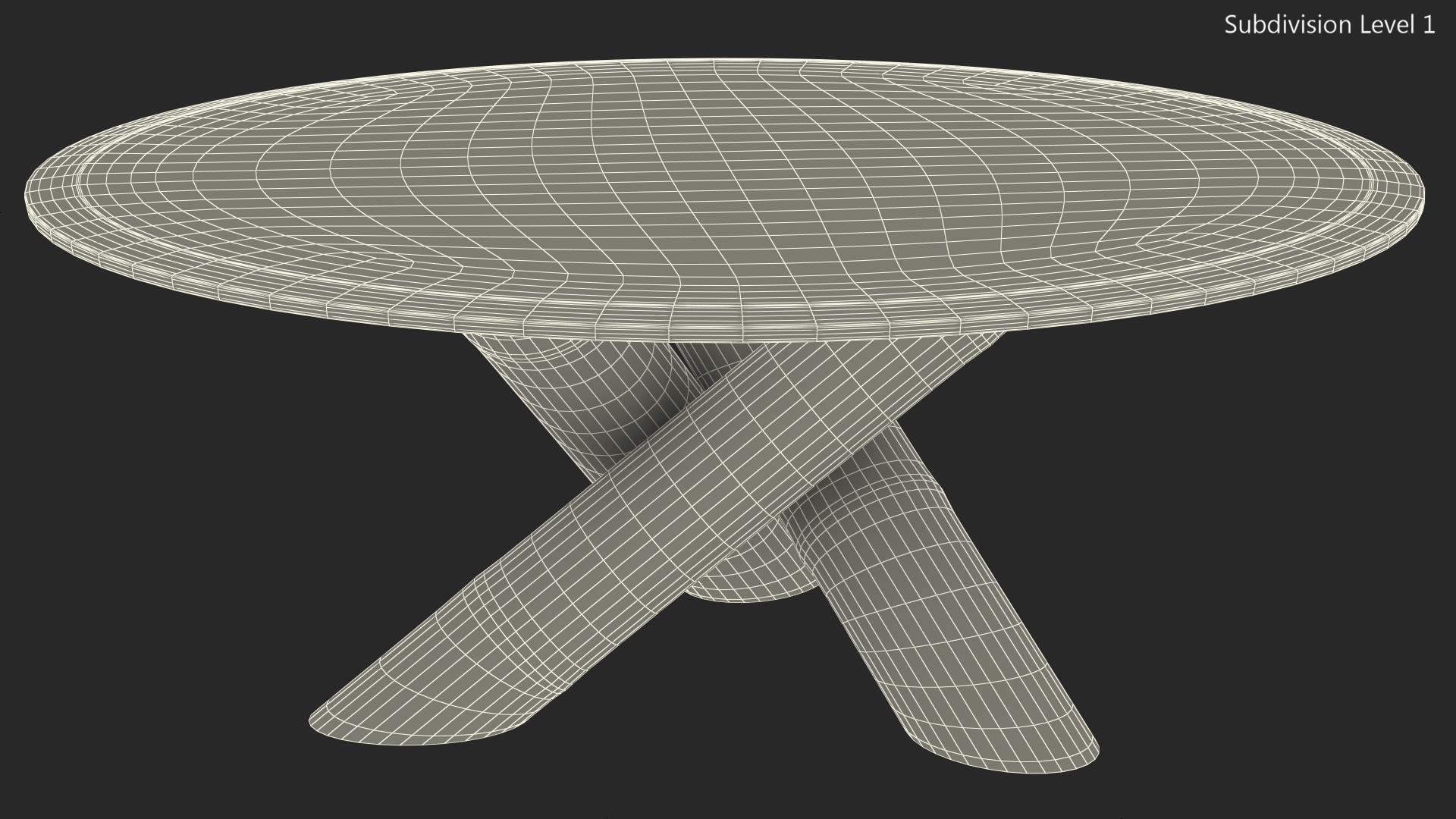 3D model Round Bamboo Coffee Table with Glass Top
