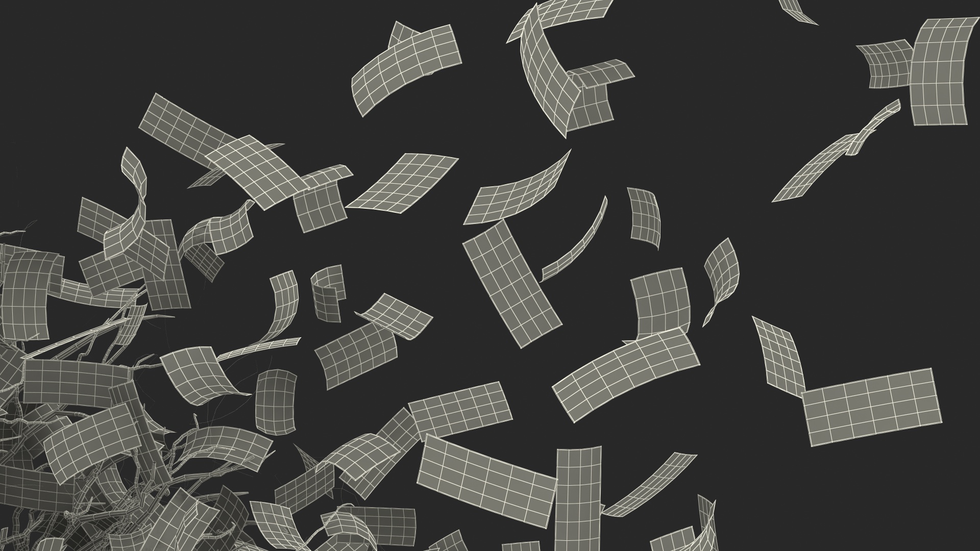 3D Money Tree with Dollars Blown by the Wind