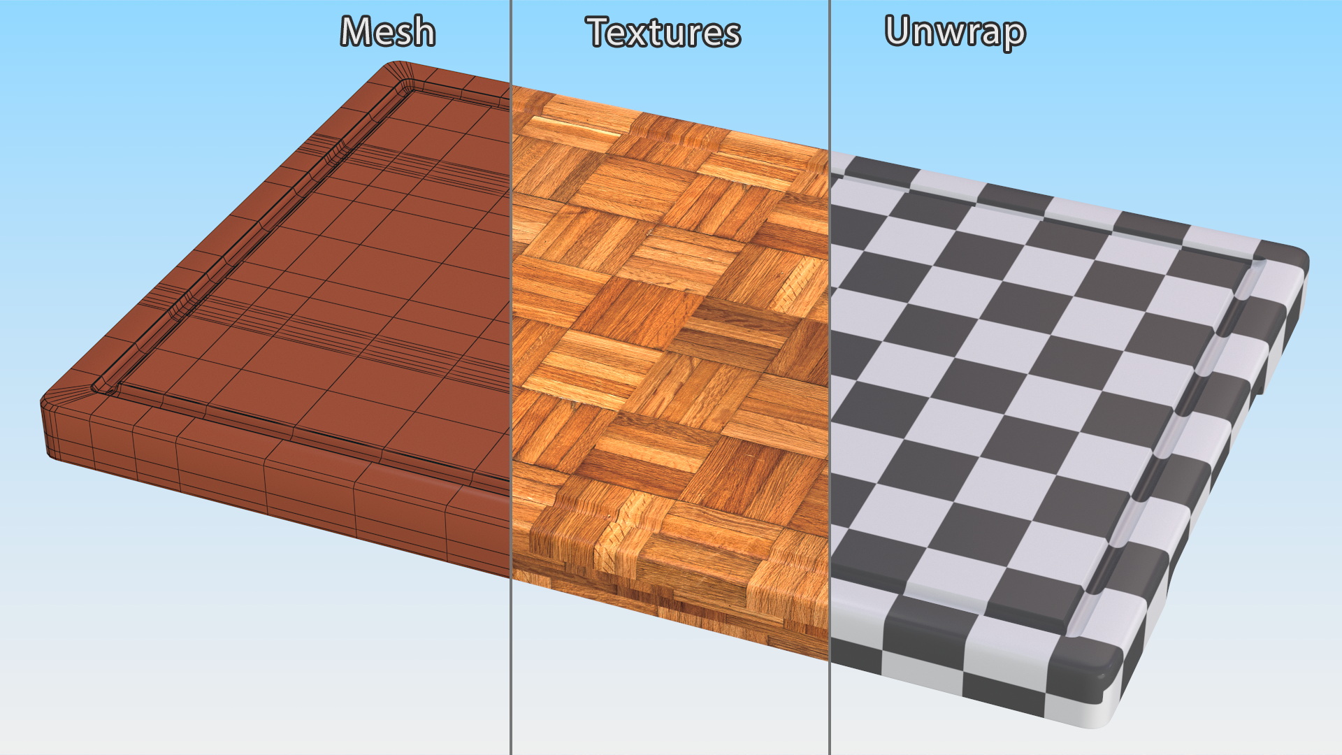 3D Cutting Board Dark Bamboo Large